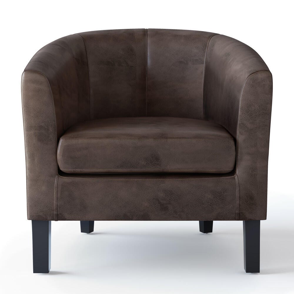 Austin Brown Faux Air Leather Tub Chair, Dark Brown, large
