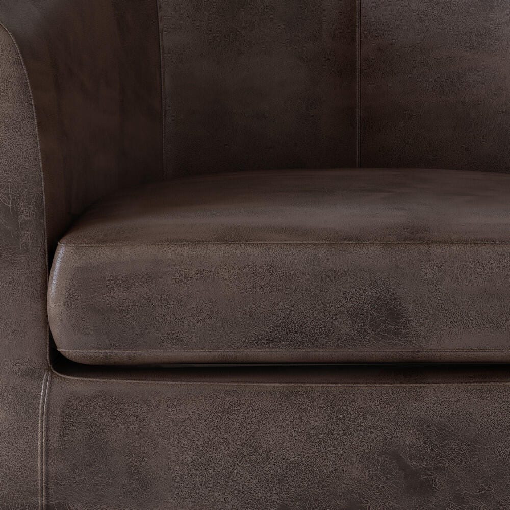 Austin Brown Faux Air Leather Tub Chair, Dark Brown, large