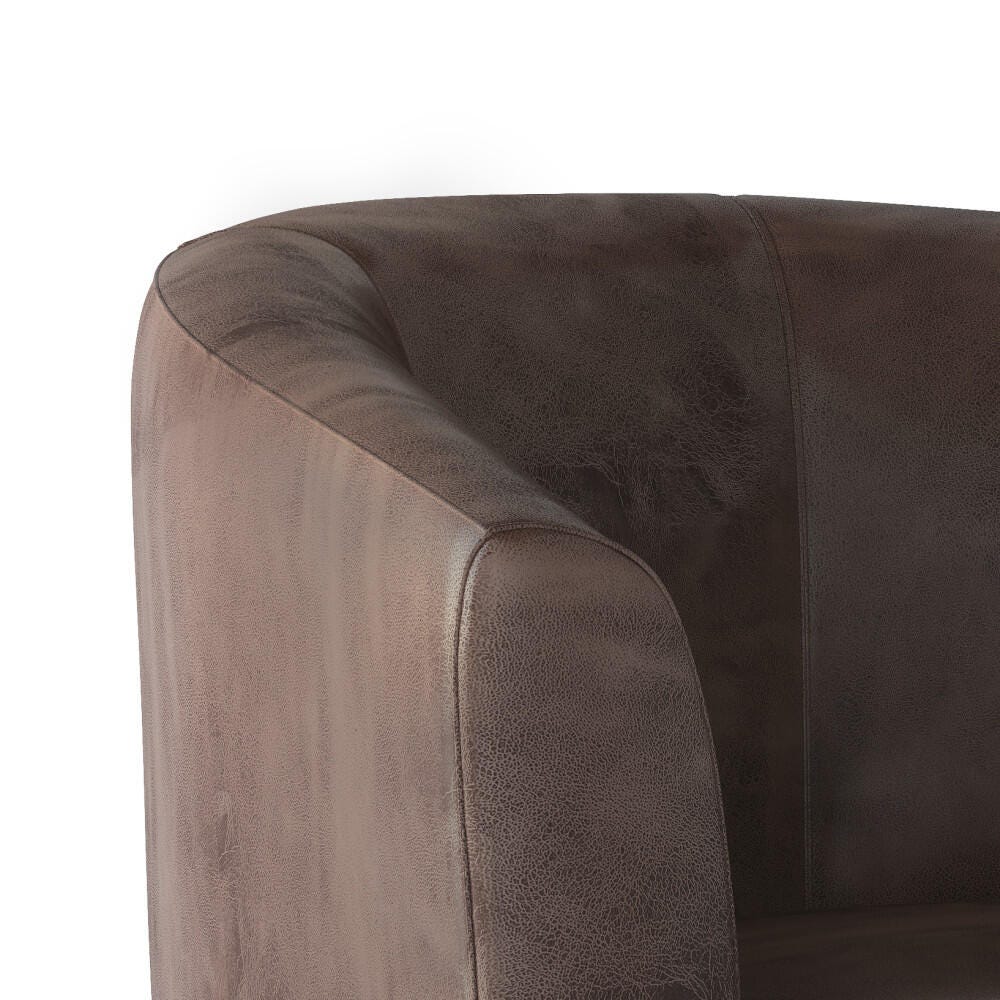 Austin Brown Faux Air Leather Tub Chair, Dark Brown, large