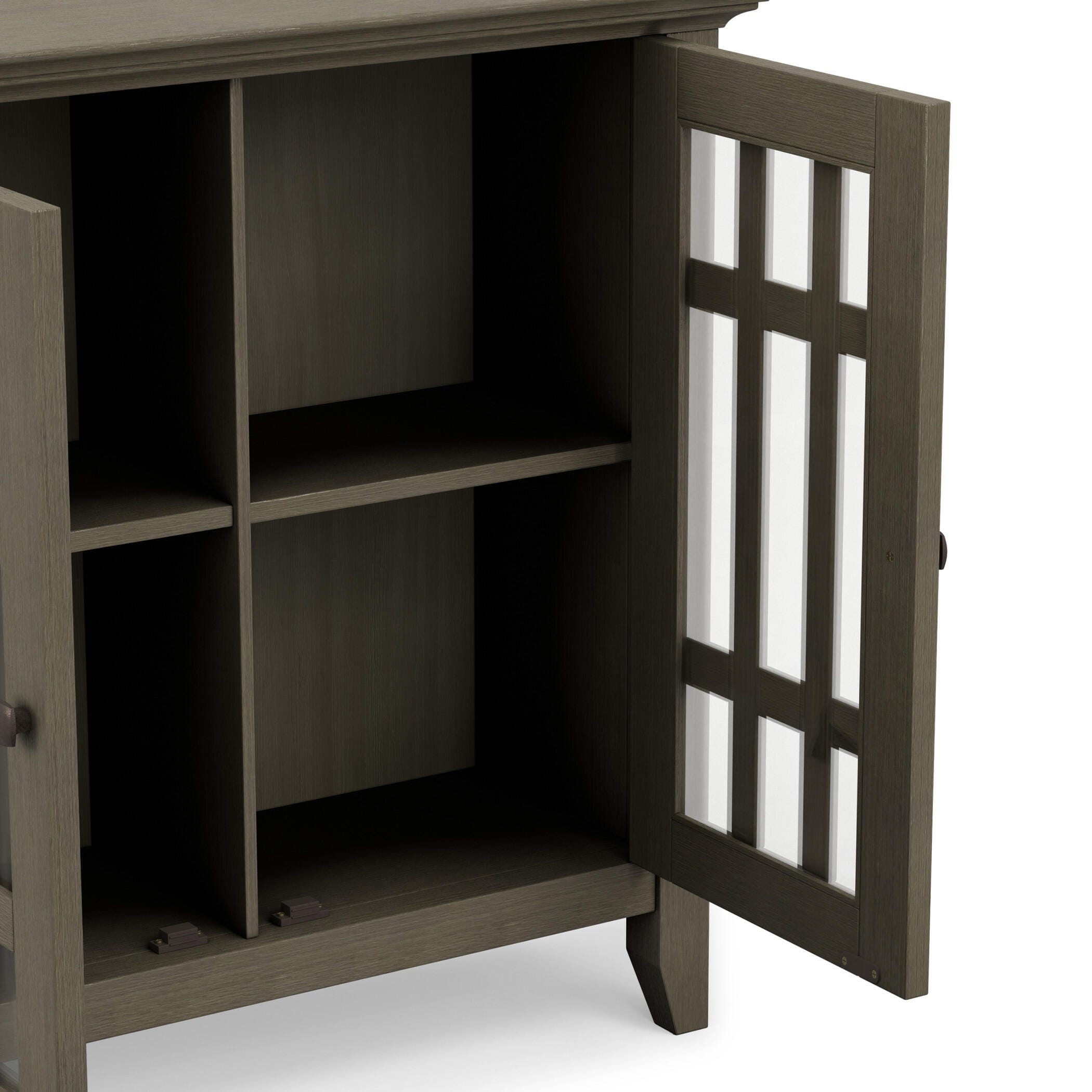 Simpli Home Bedford Rustic Gray Storage Media Cabinet, Gray, large