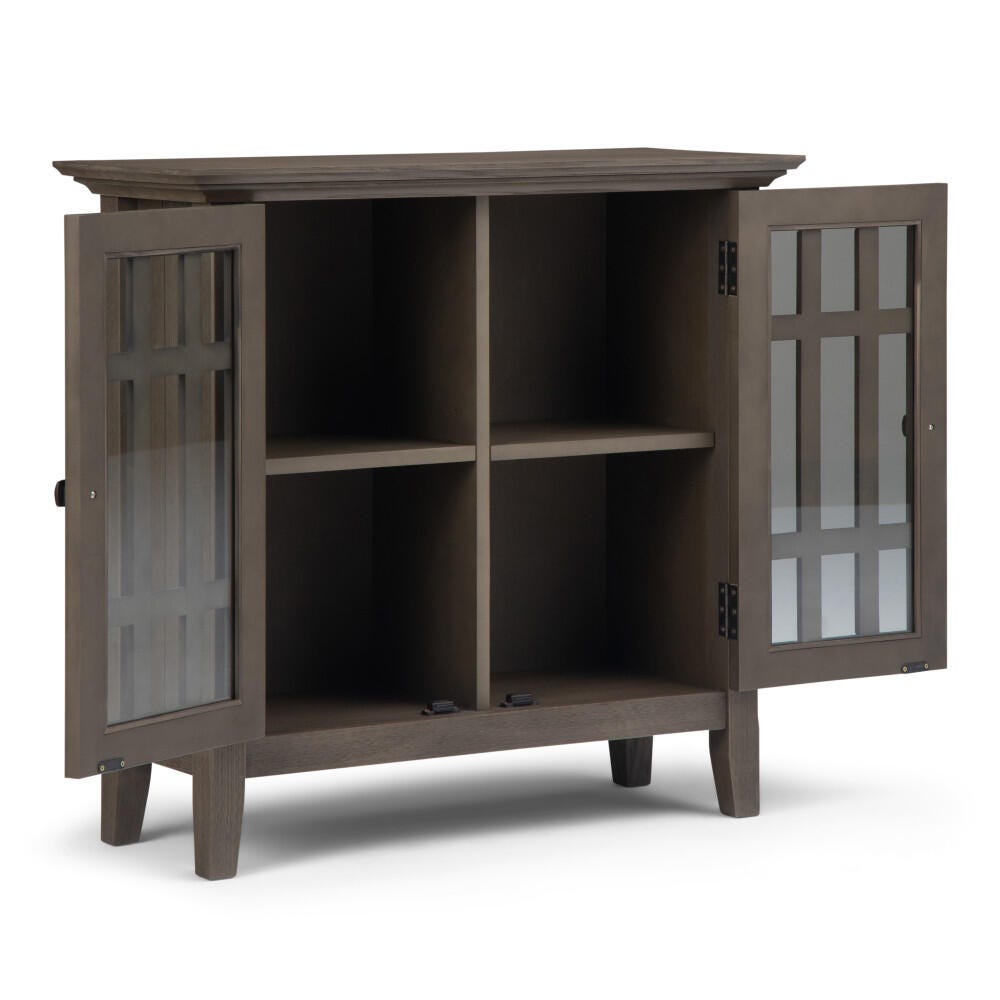 Bedford Rustic Gray Storage Media Cabinet, Gray, large
