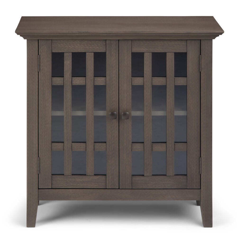 Bedford Rustic Gray Storage Media Cabinet, Gray, large