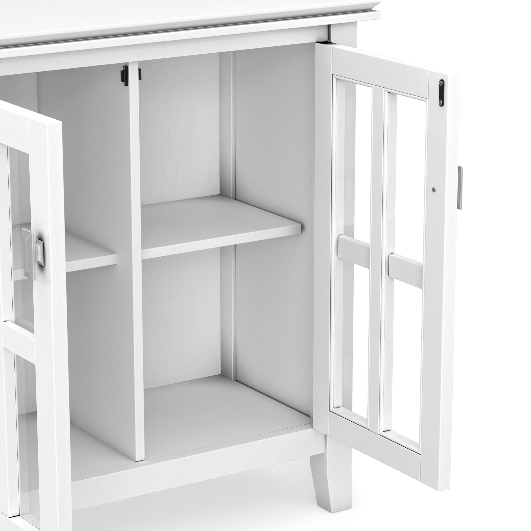 Simpli Home Artisan Low Storage White Cabinet, White, large