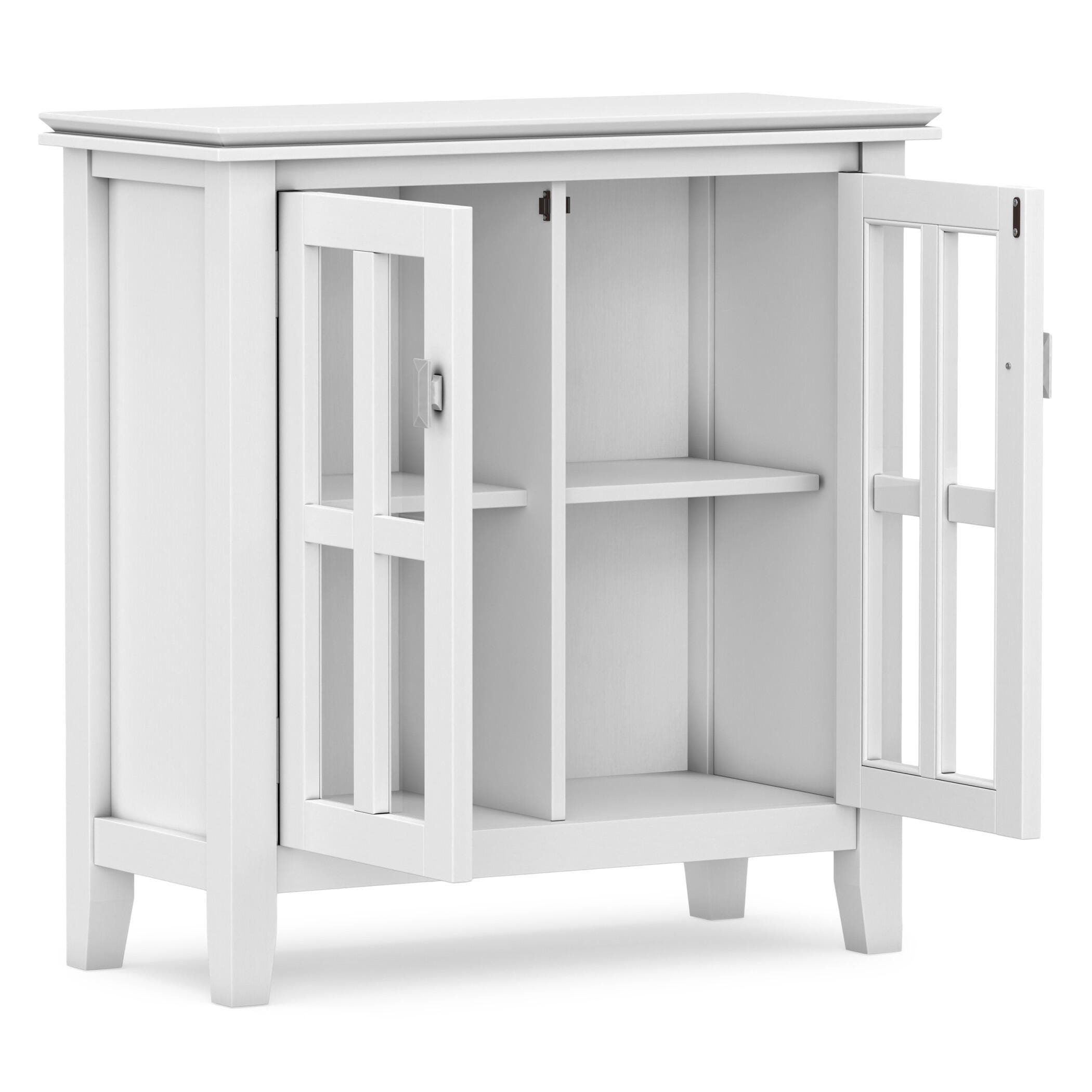 Simpli Home Artisan Low Storage White Cabinet, White, large