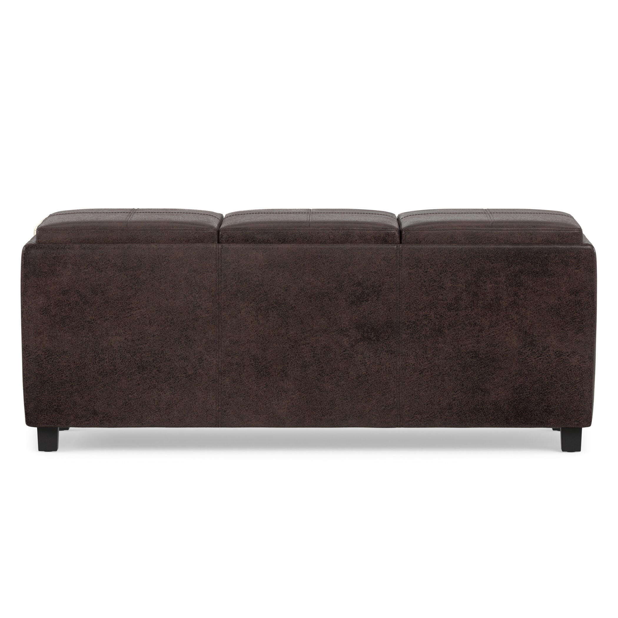 Avalon Brown Faux Air Leather Storage Ottoman, Distressed Brown, large