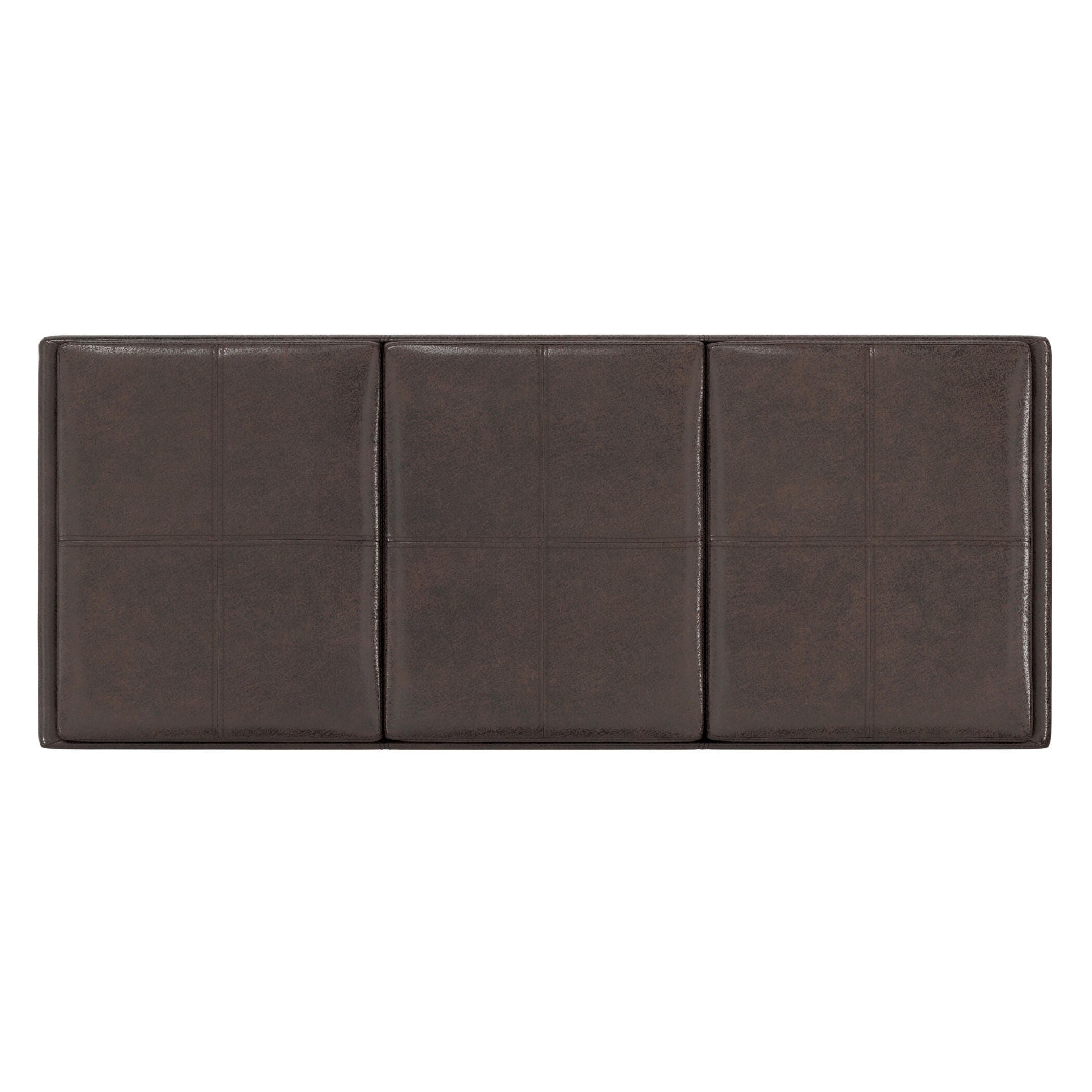 Avalon Brown Faux Air Leather Storage Ottoman, Distressed Brown, large