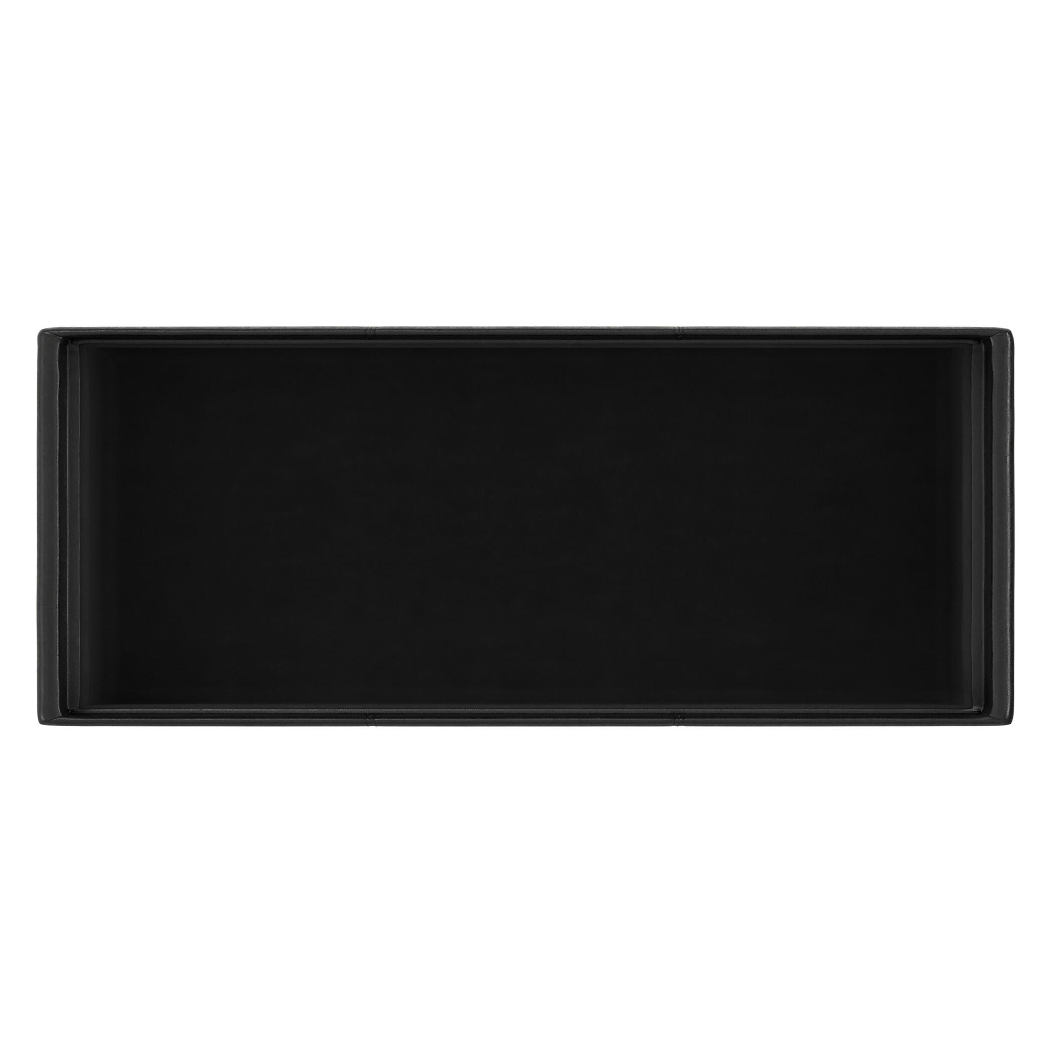 Avalon Black Faux Air Leather Storage Ottoman, Black, large