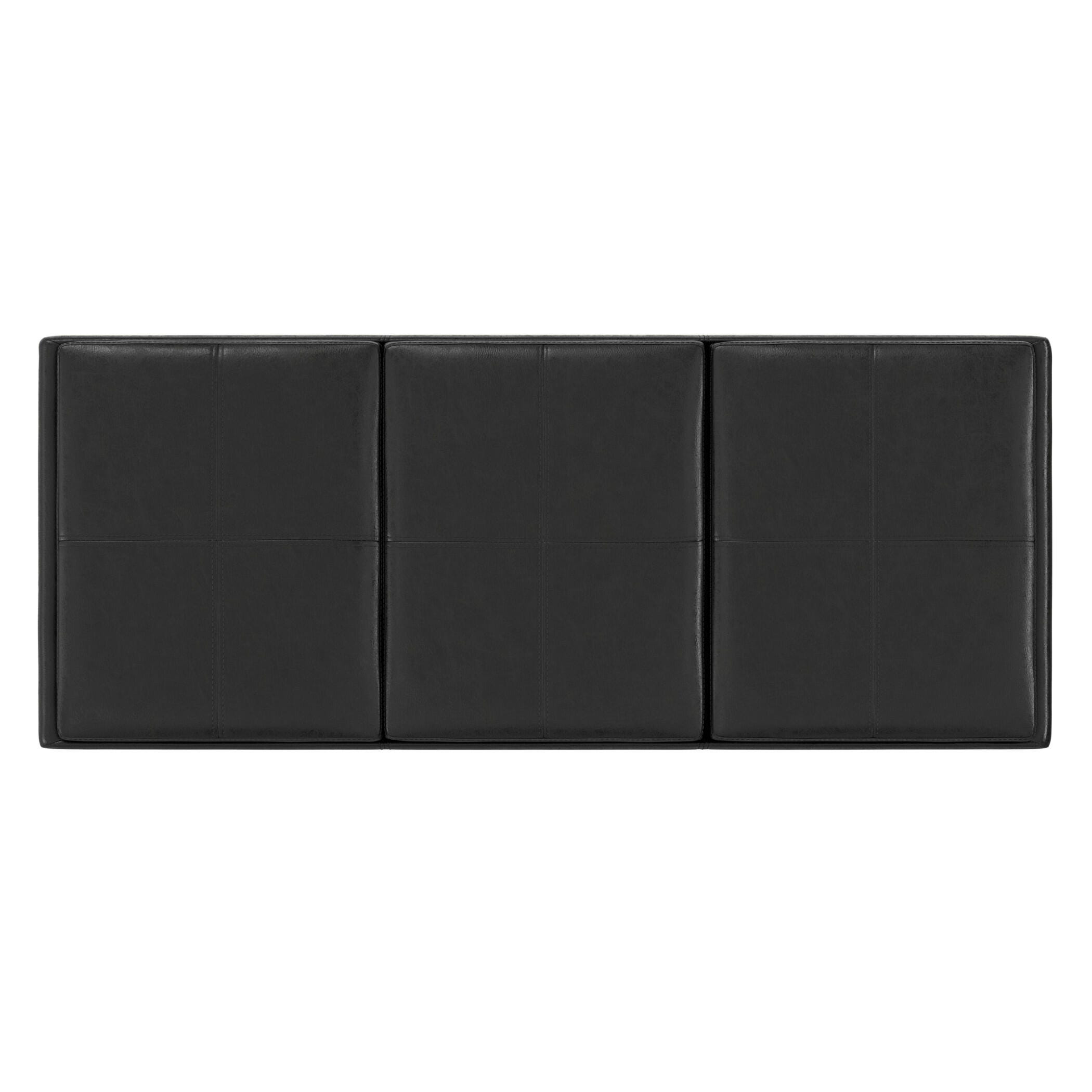 Avalon Black Faux Air Leather Storage Ottoman, Black, large