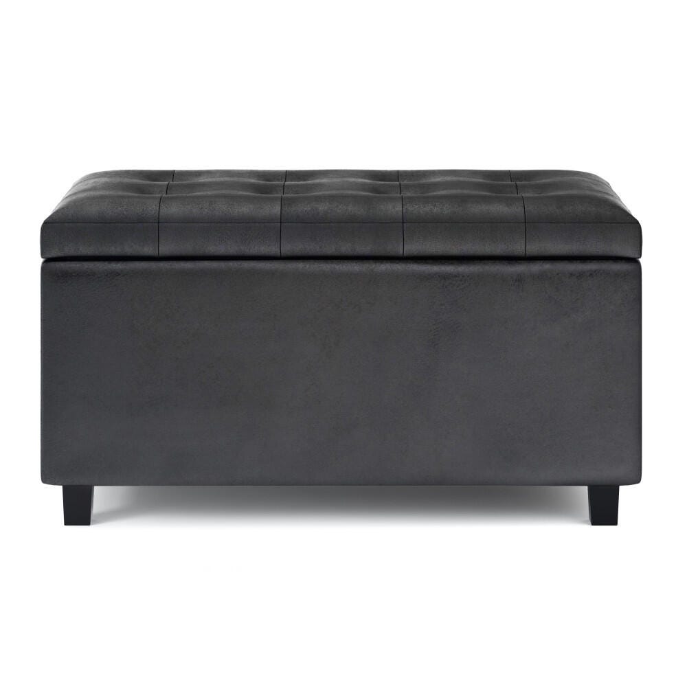 Cosmopolitan Black Faux Air Leather Storage Ottoman, Black, large