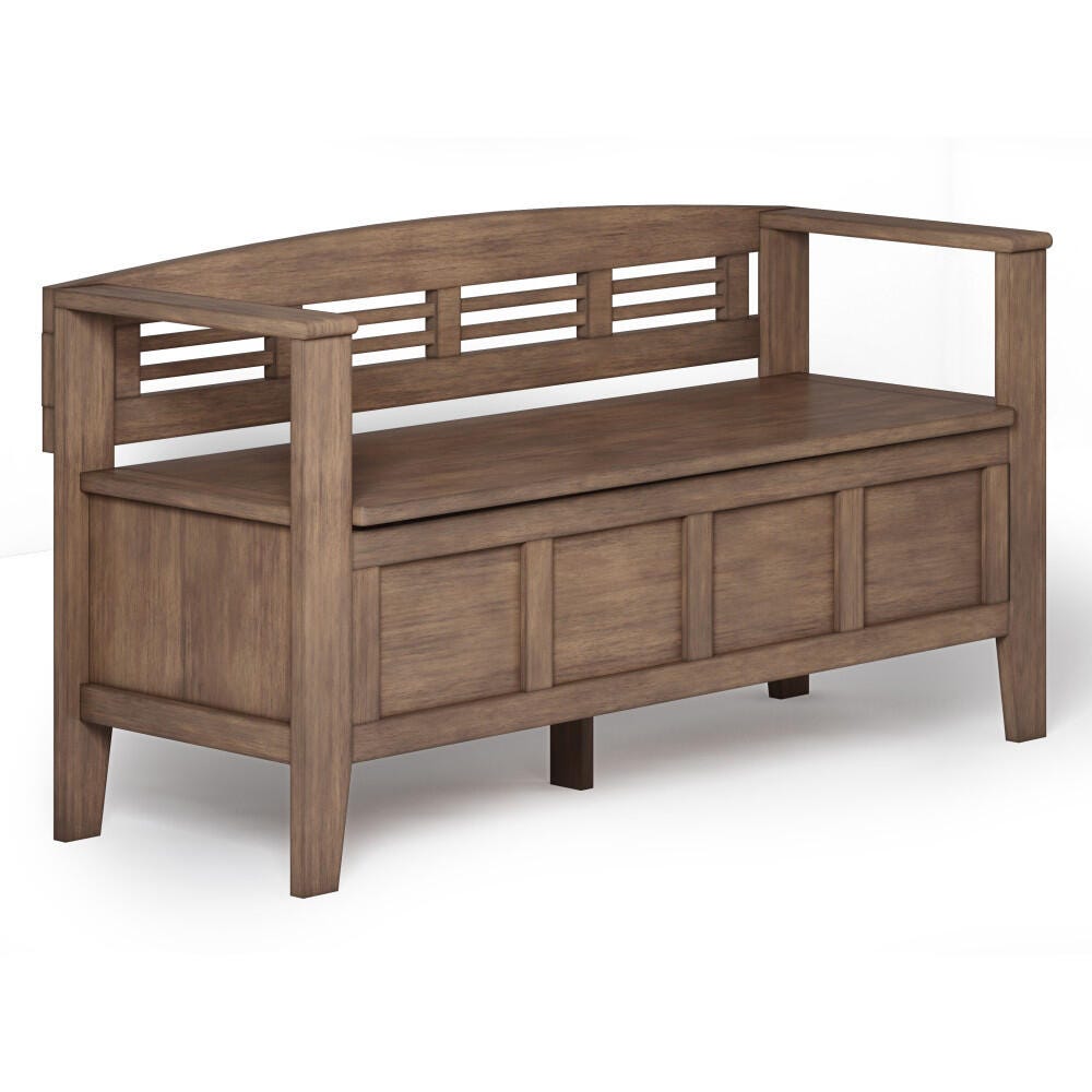 Adams Rustic Brown Entryway Storage Bench, Rustic Natural Aged Brown, large