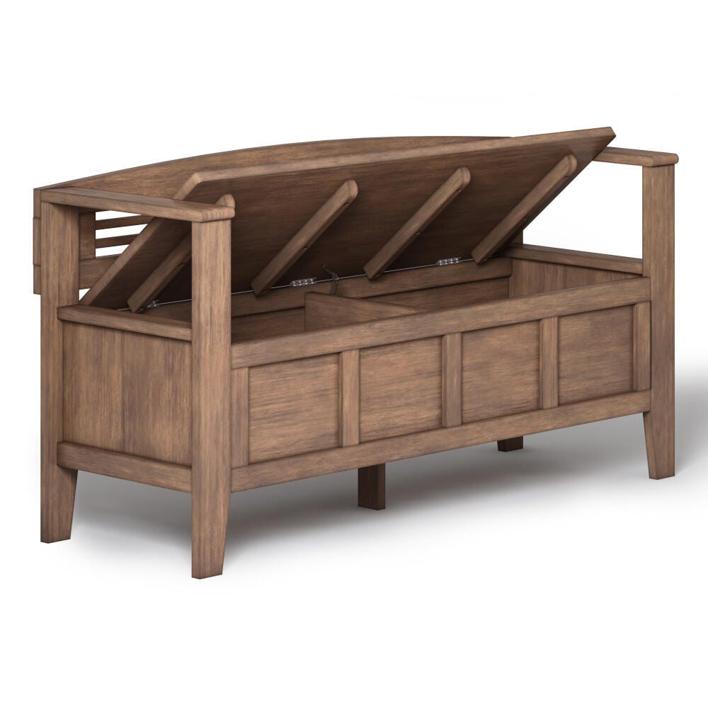 Adams Rustic Brown Entryway Storage Bench, Rustic Natural Aged Brown, large