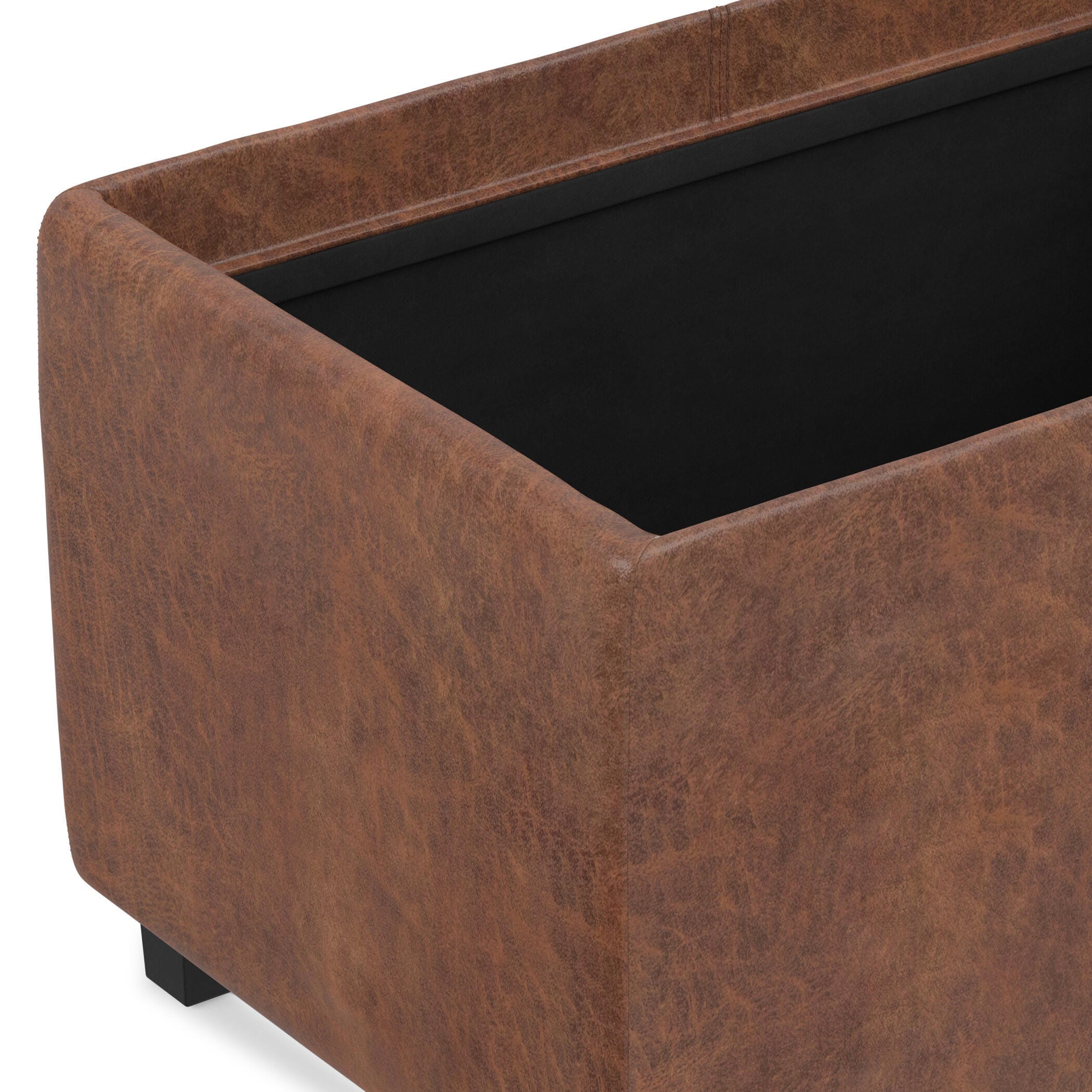 Avalon Brown Faux Air Leather Storage Ottoman, Brown, large