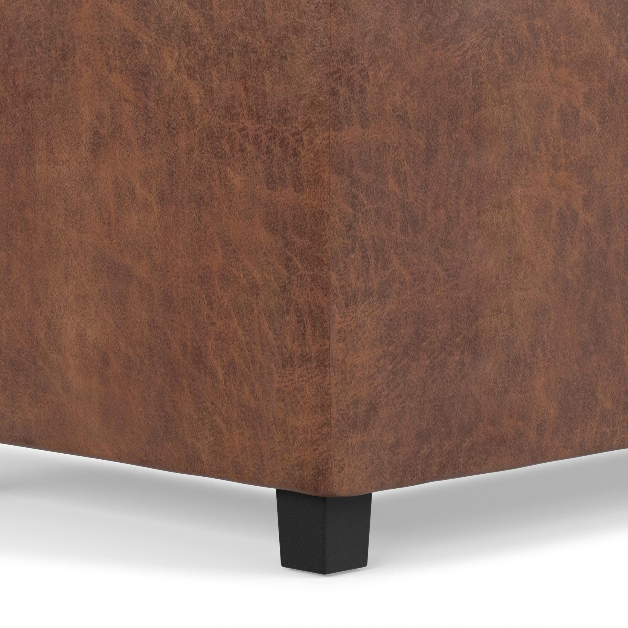 Avalon Brown Faux Air Leather Storage Ottoman, Brown, large