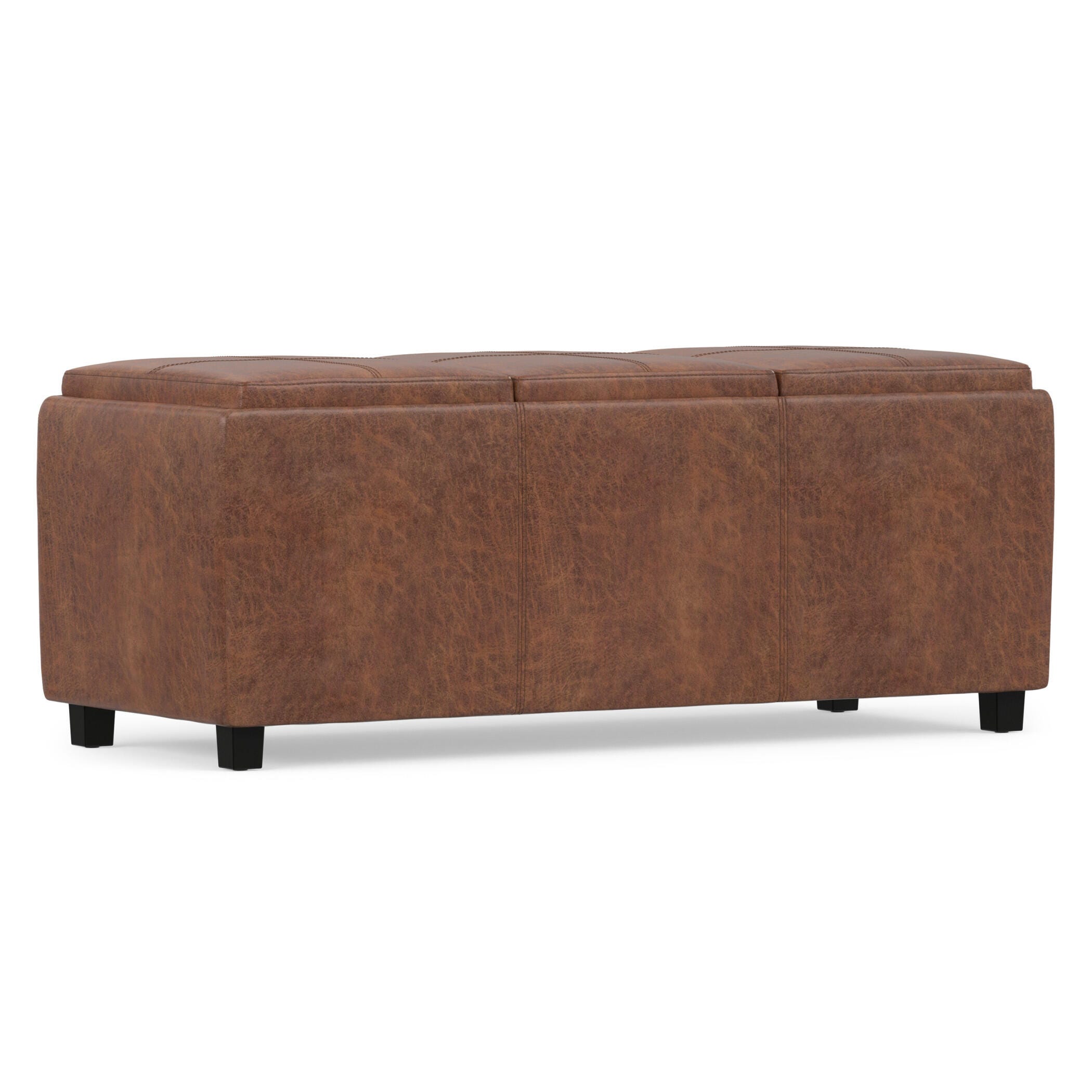 Avalon Brown Faux Air Leather Storage Ottoman, Brown, large