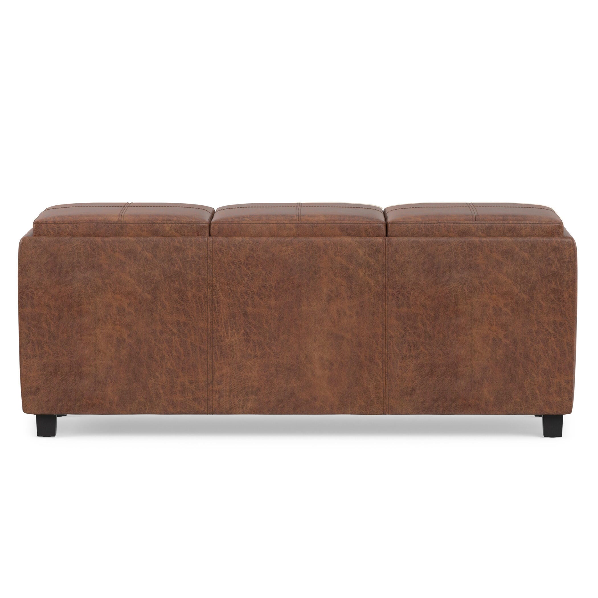 Avalon Brown Faux Air Leather Storage Ottoman, Brown, large