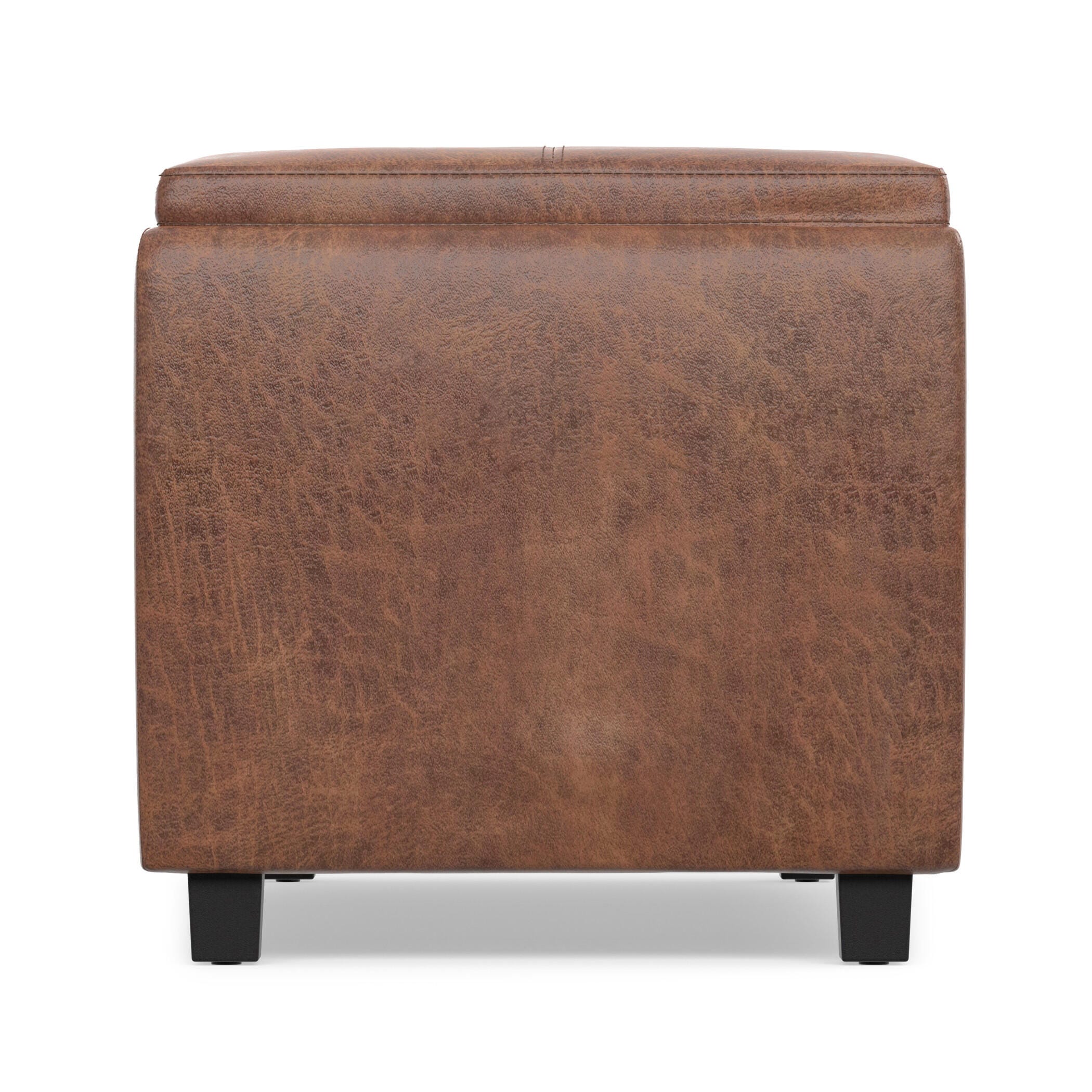 Avalon Brown Faux Air Leather Storage Ottoman, Brown, large