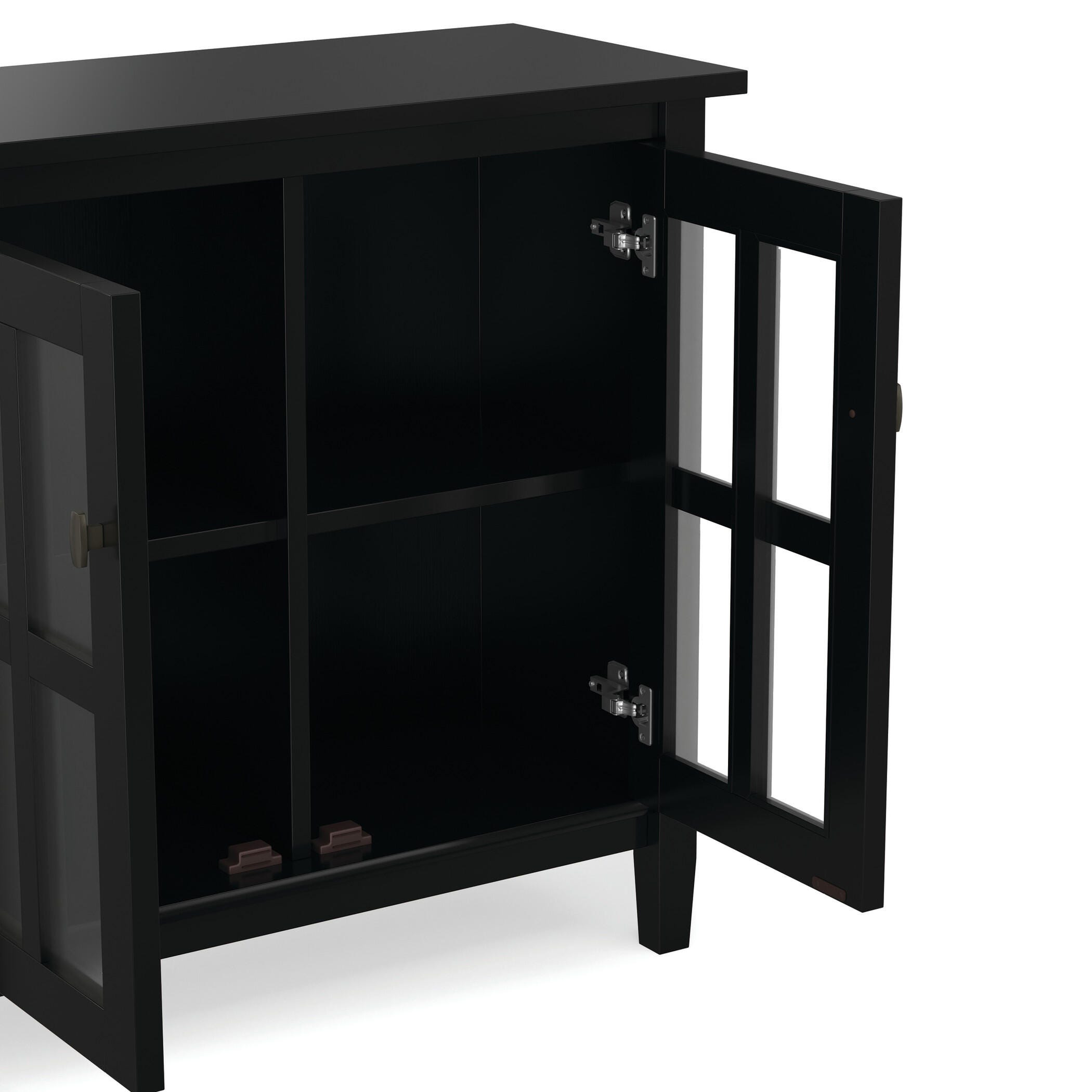 Simpli Home Warm Shaker Rustic Black Storage Cabinet, Black, large