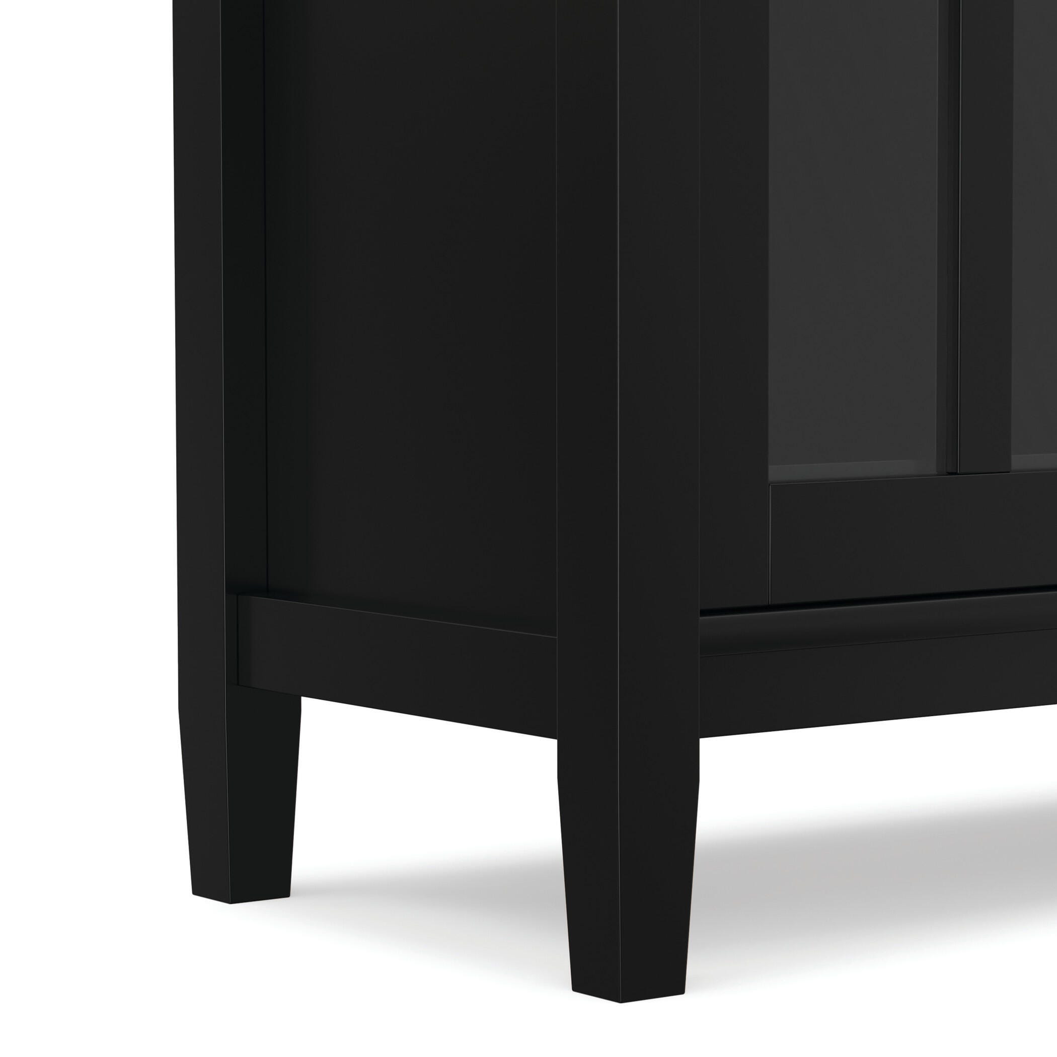 Simpli Home Warm Shaker Rustic Black Storage Cabinet, Black, large
