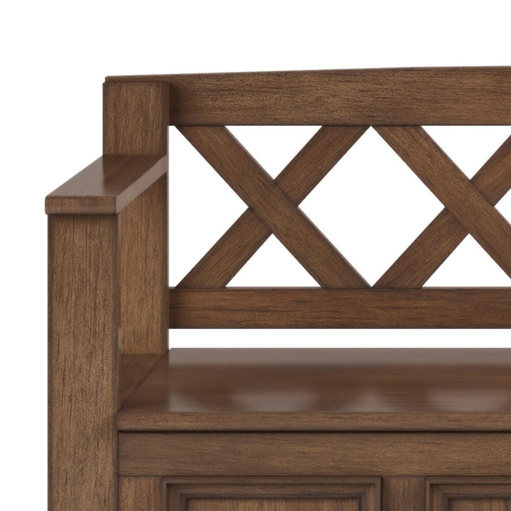 Amherst Rustic Brown Entryway Storage Bench, Brown, large