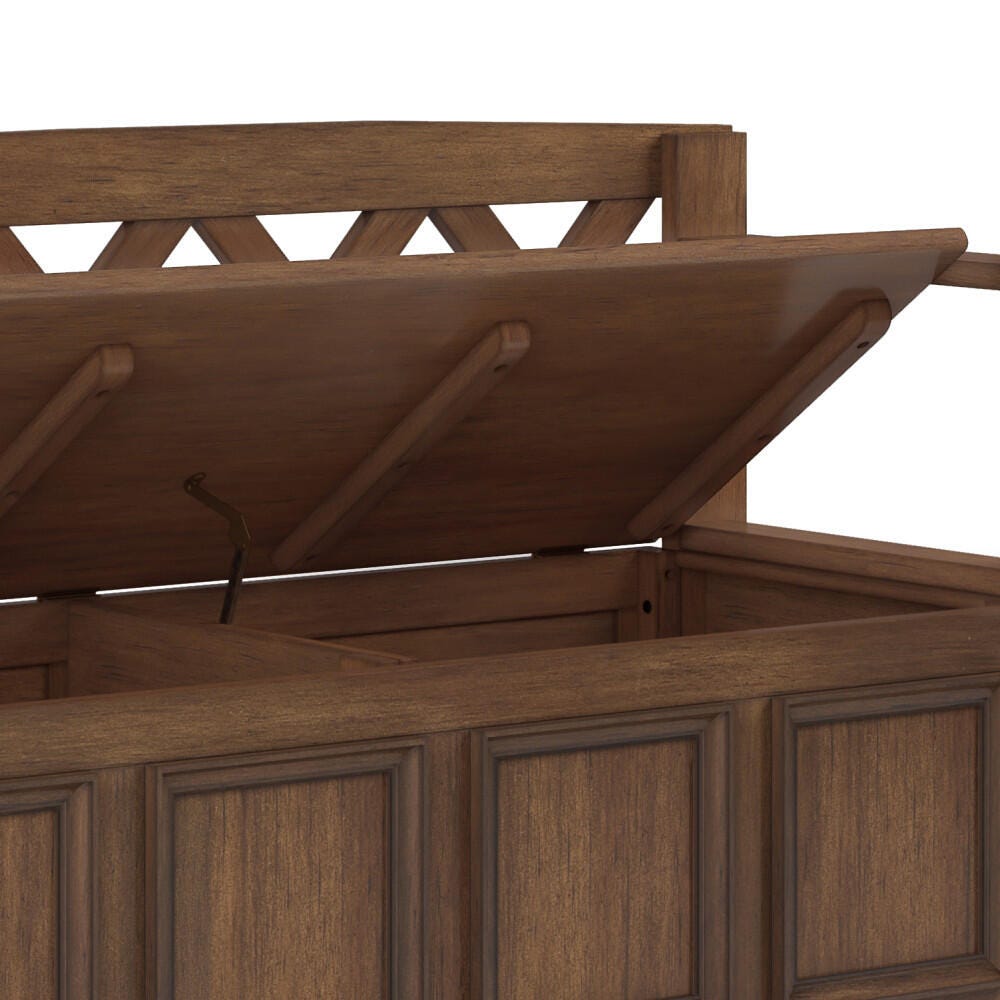 Amherst Rustic Brown Entryway Storage Bench, Brown, large
