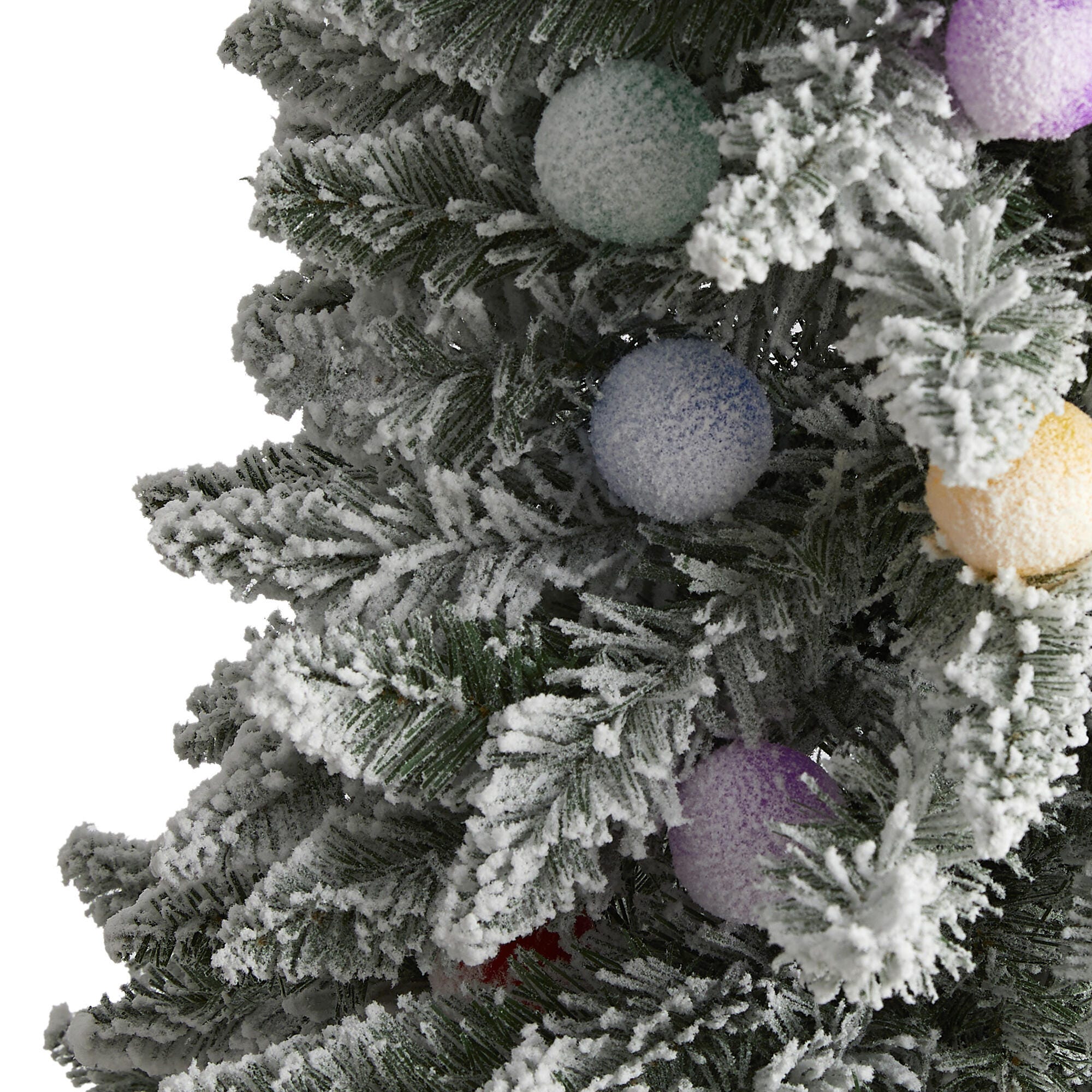 Nearly Natural 5 Ft. Flocked British Columbia Mountain Fir Artificial Christmas Tree, , rollover
