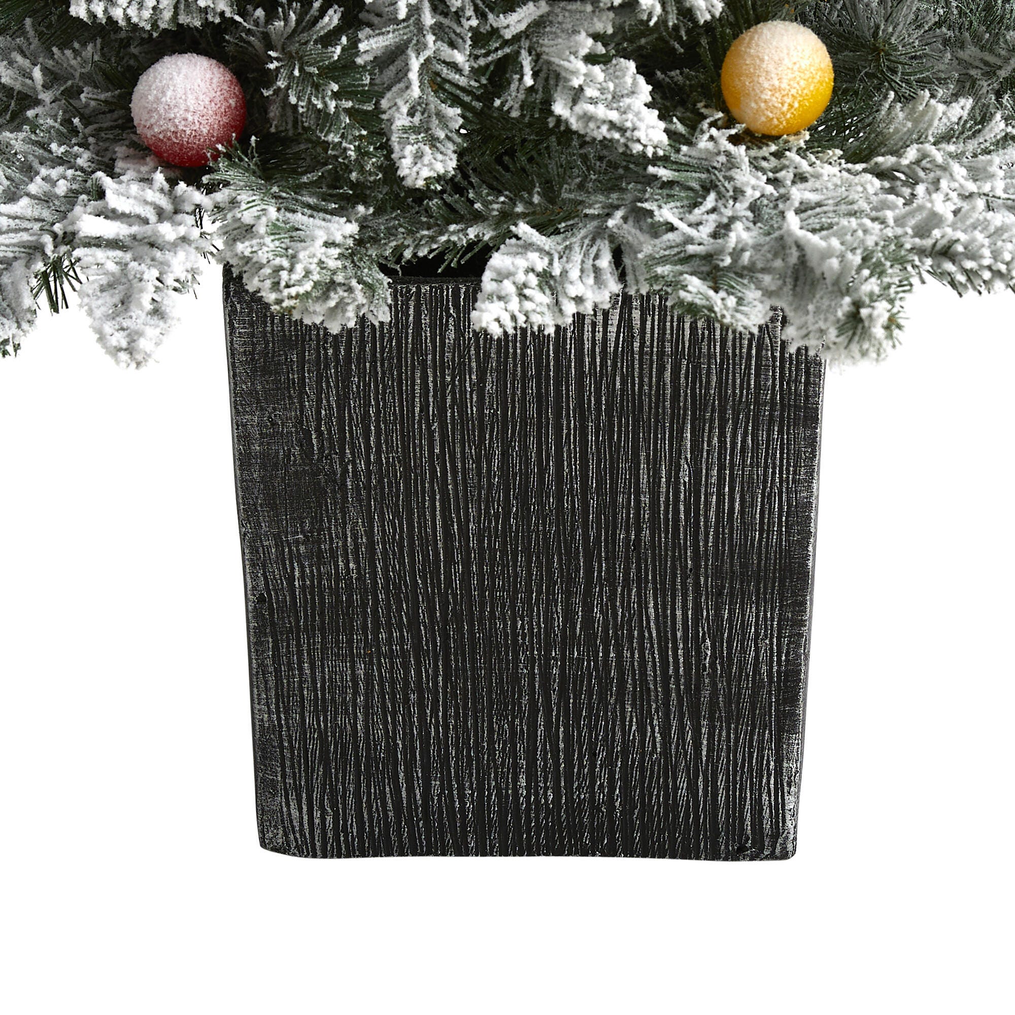 Nearly Natural 5 Ft. Flocked British Columbia Mountain Fir Artificial Christmas Tree, , large