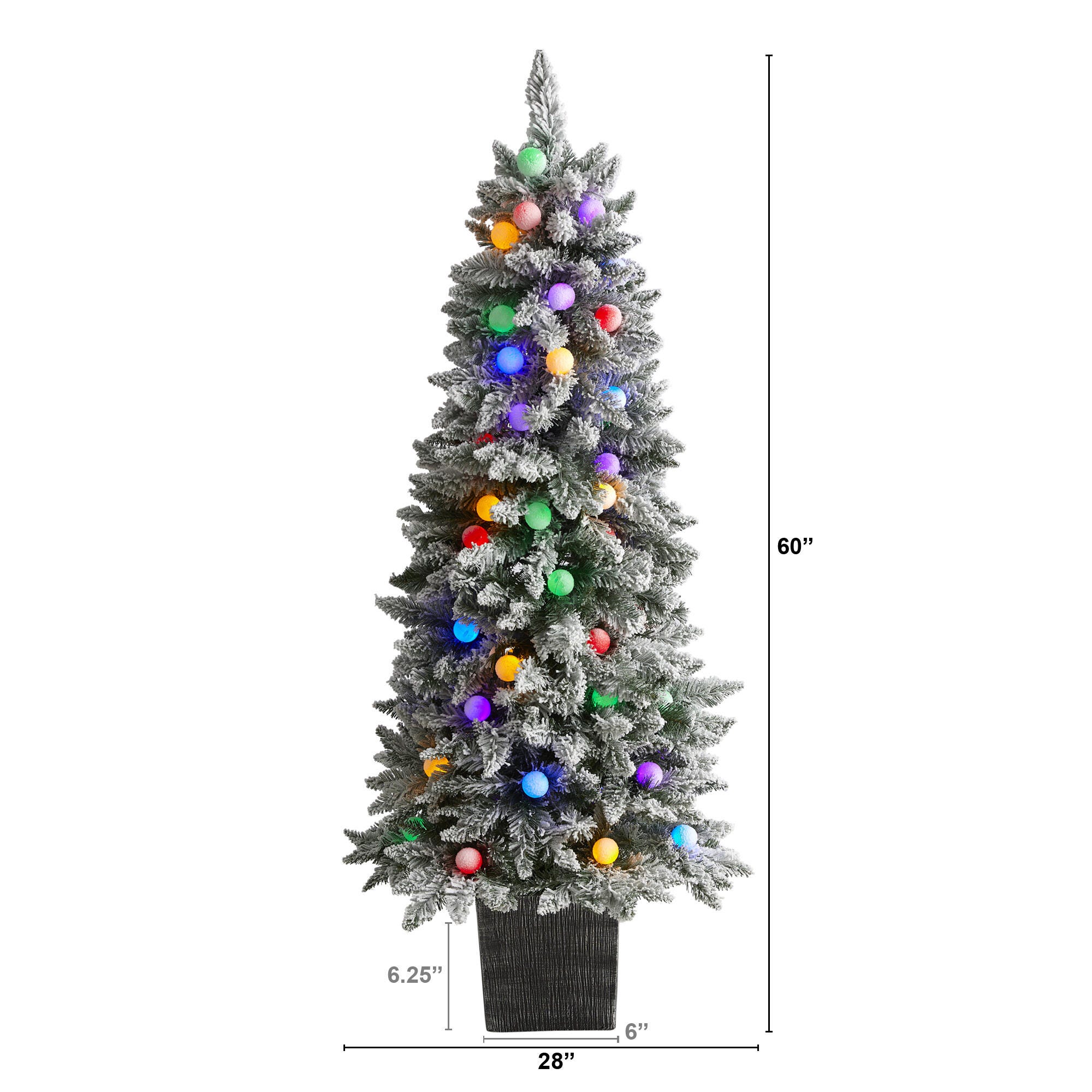 Nearly Natural 5 Ft. Flocked British Columbia Mountain Fir Artificial Christmas Tree, , large
