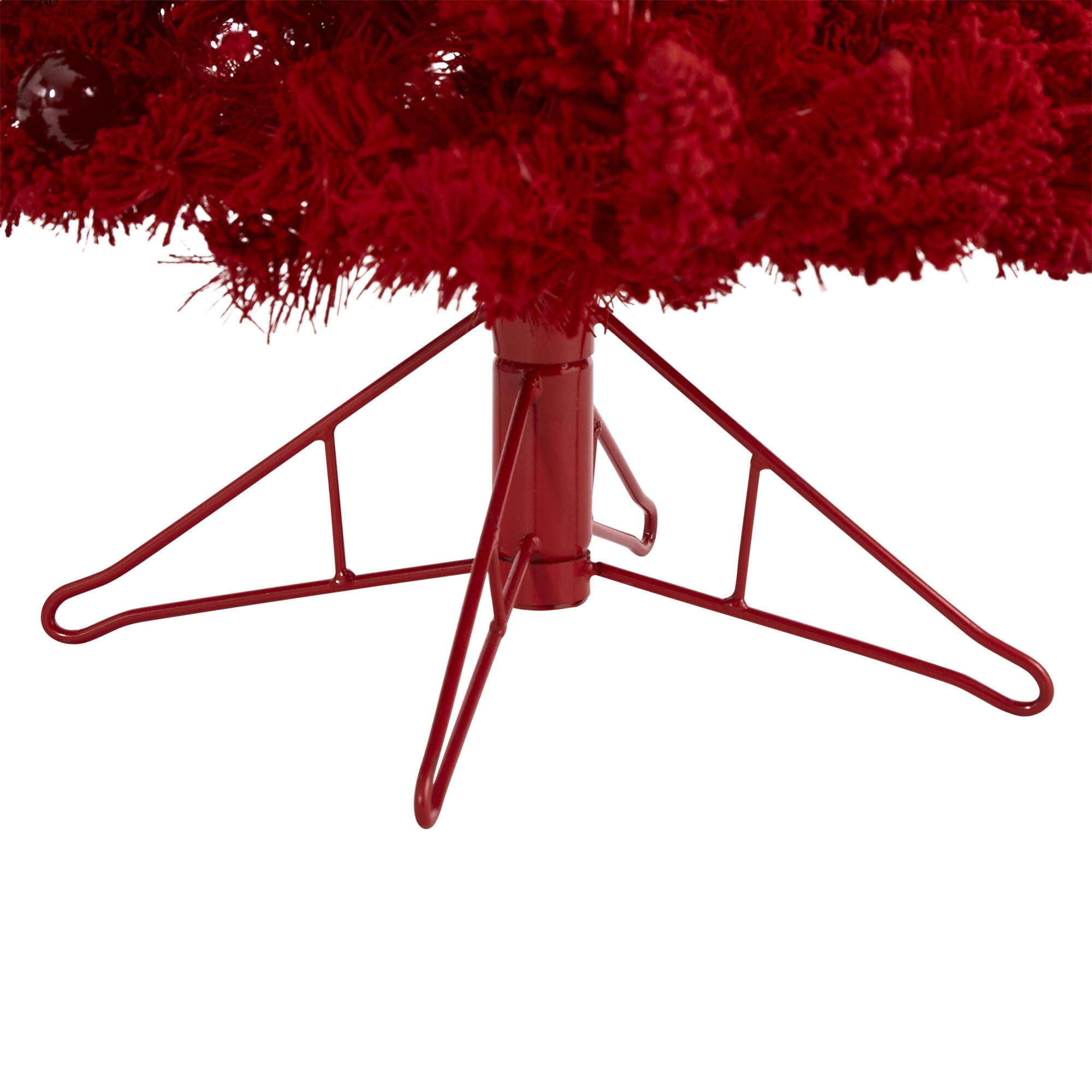 Nearly Natural 4 Ft. Red Flocked Fraser Fir Artificial Christmas Tree, , large