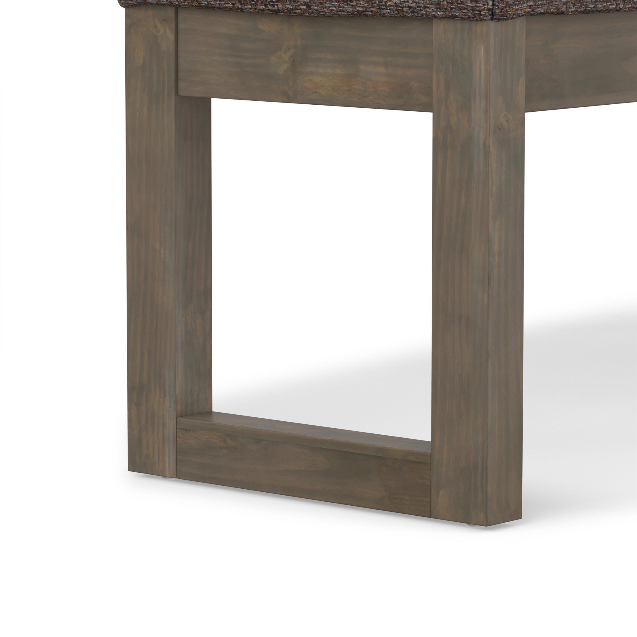 Simpli Home Milltown Large Bench in Mink Brown Tweed Fabric, Dark Brown/Beige, large