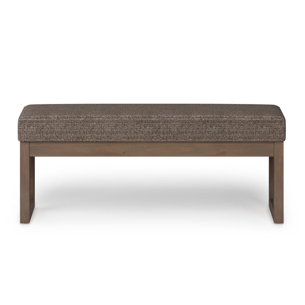 Milltown Large Bench in Mink Brown Tweed Fabric, Dark Brown/Beige, large