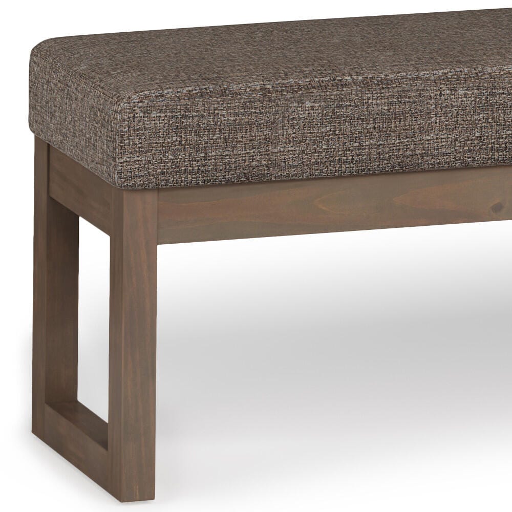 Milltown Large Bench in Mink Brown Tweed Fabric, Dark Brown/Beige, large
