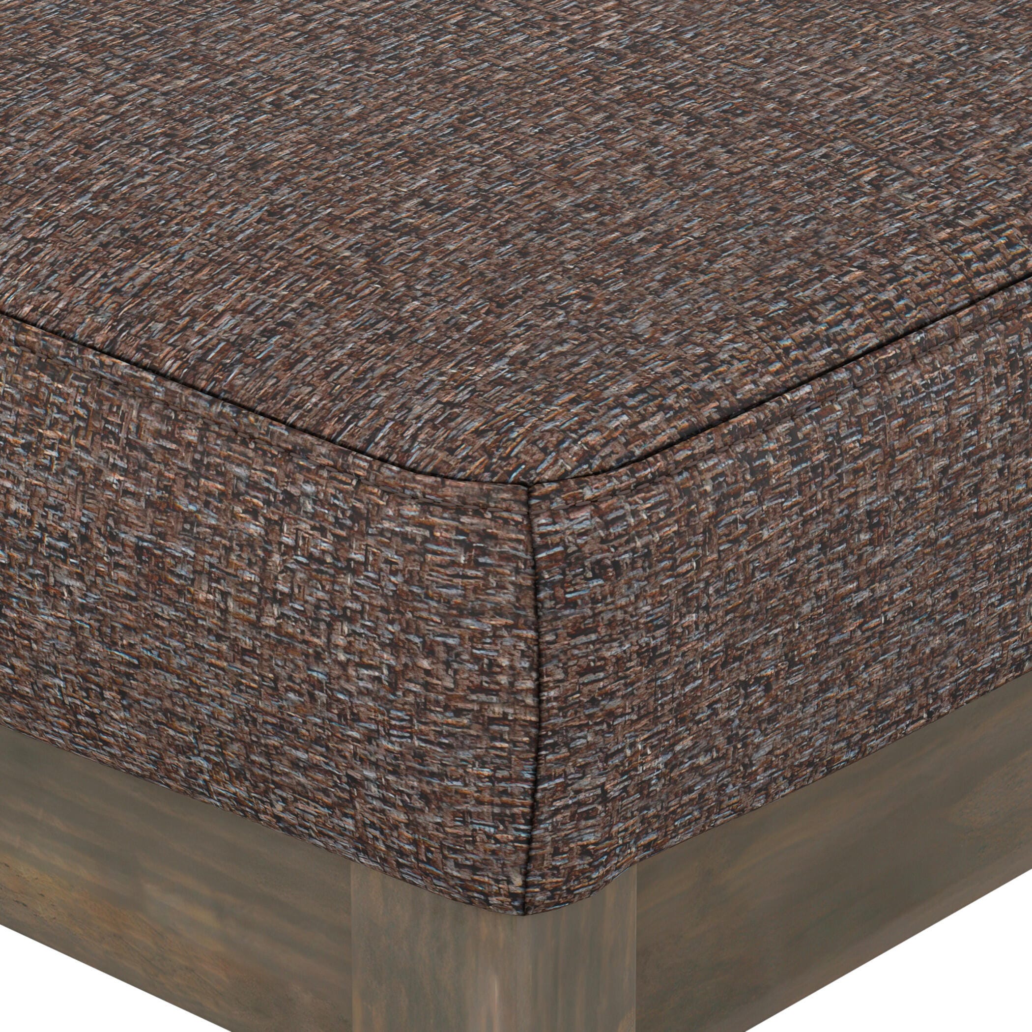 Simpli Home Milltown Large Bench in Mink Brown Tweed Fabric, Dark Brown/Beige, large