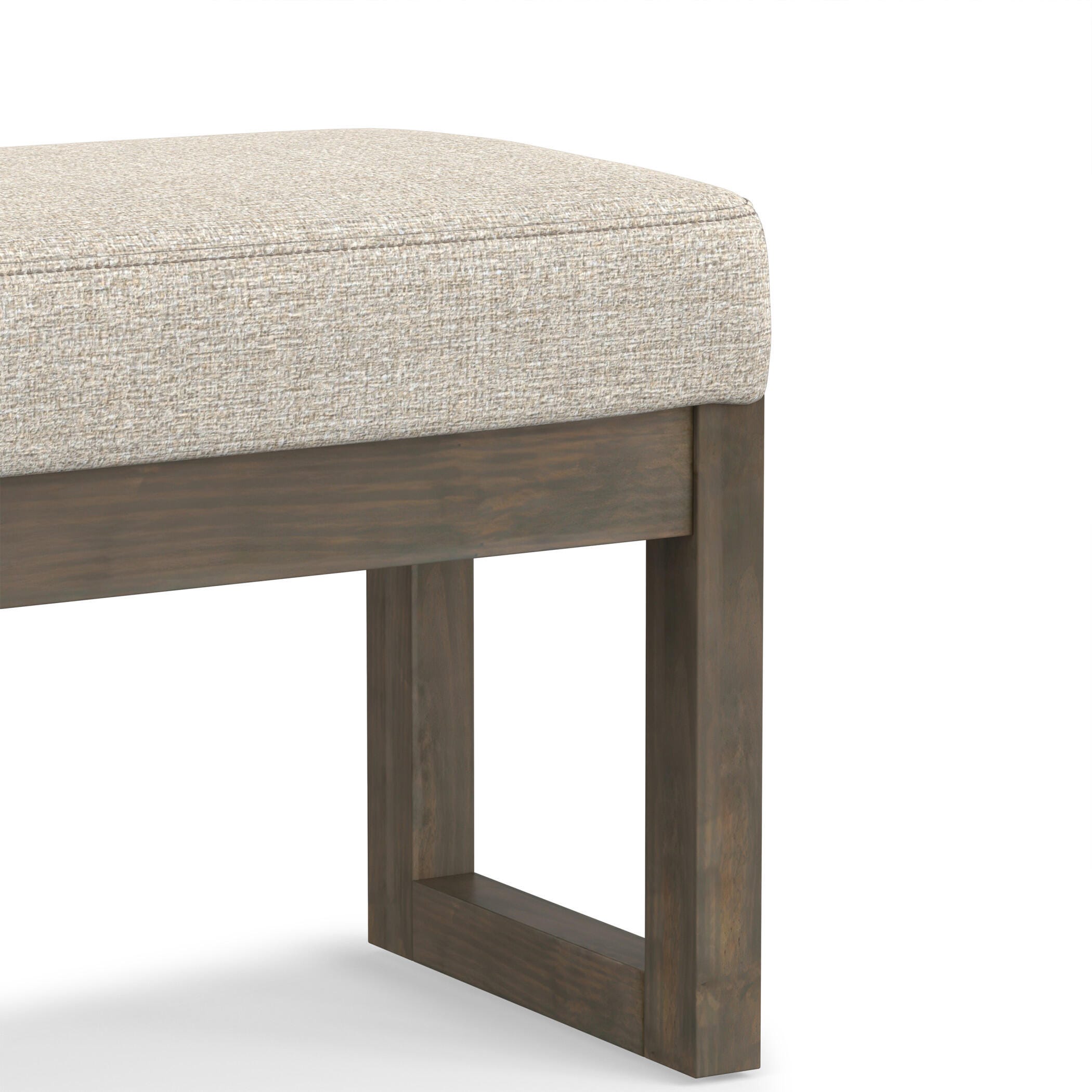 Simpli Home Milltown Large Bench in Platinum Fabric, White, large