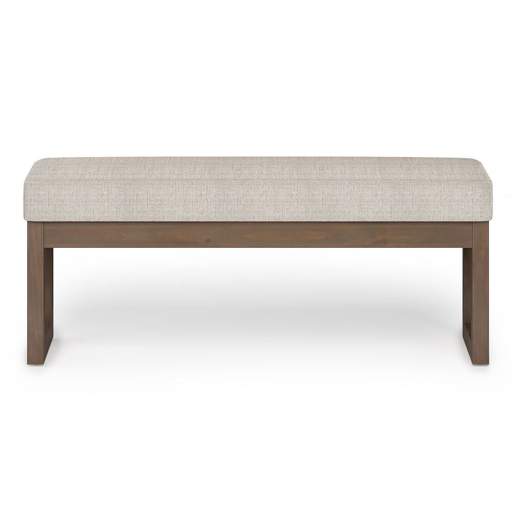 Milltown Large Bench in Platinum Fabric, White, large