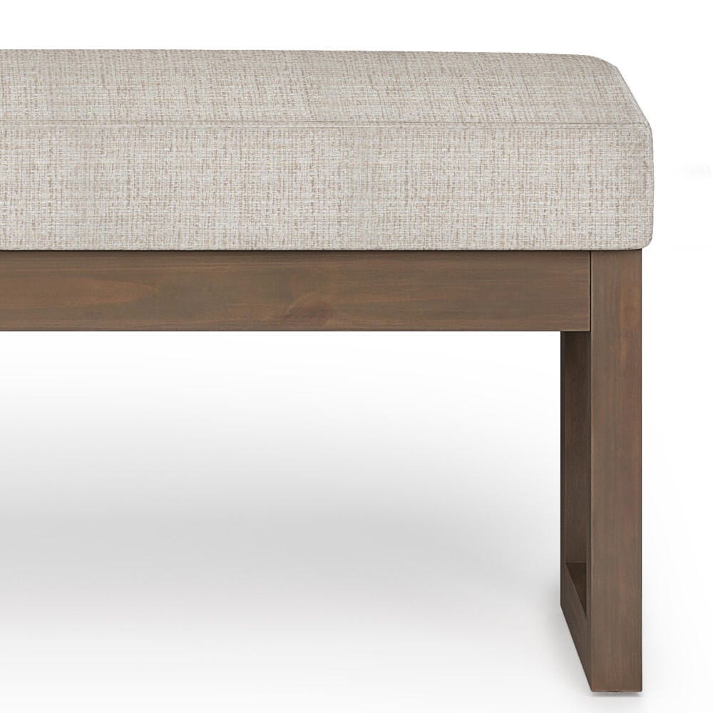 Milltown Large Bench in Platinum Fabric, White, large