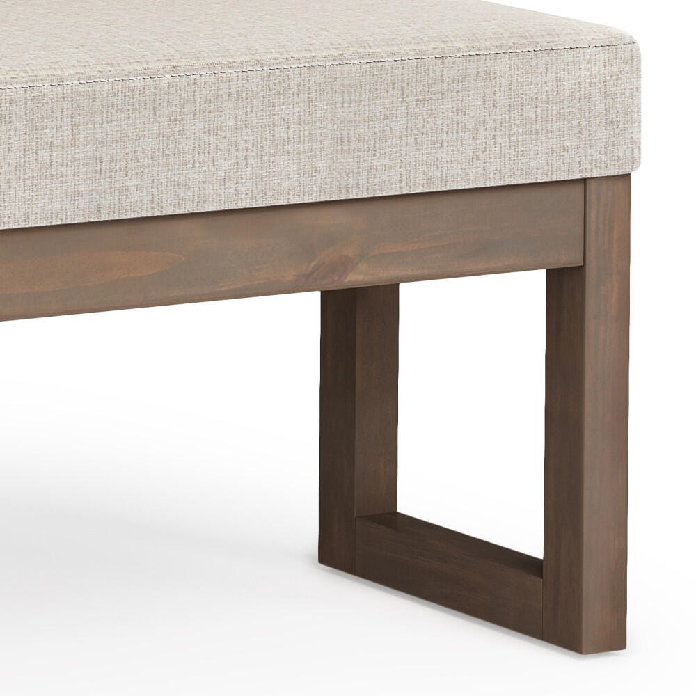Milltown Large Bench in Platinum Fabric, White, large