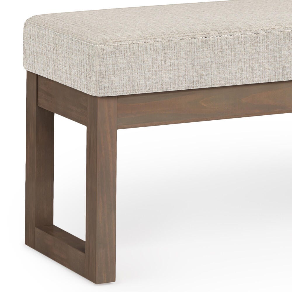 Milltown Large Bench in Platinum Fabric, White, large