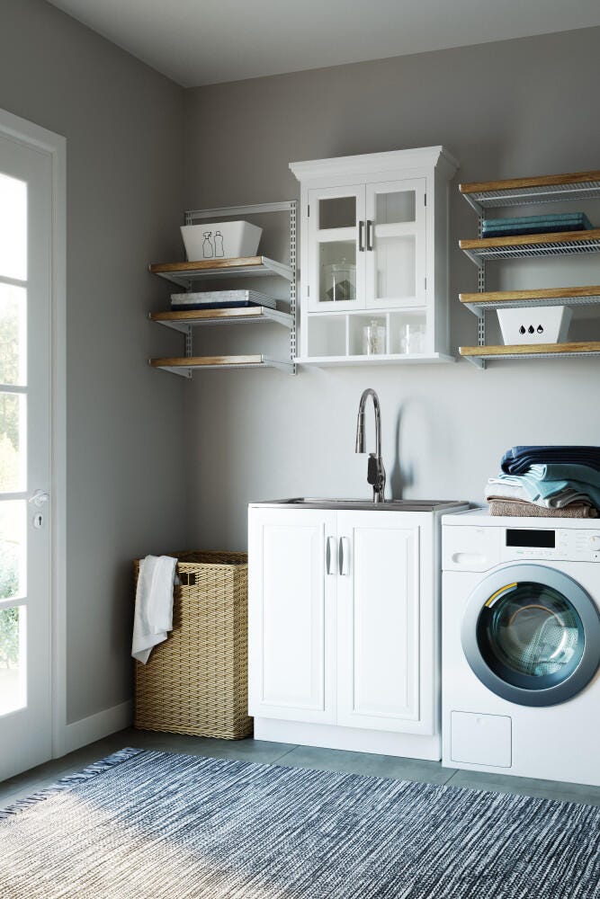 Simpli Home Avington Avington Two Door Wall Bath Cabinet with Cubbies, , large