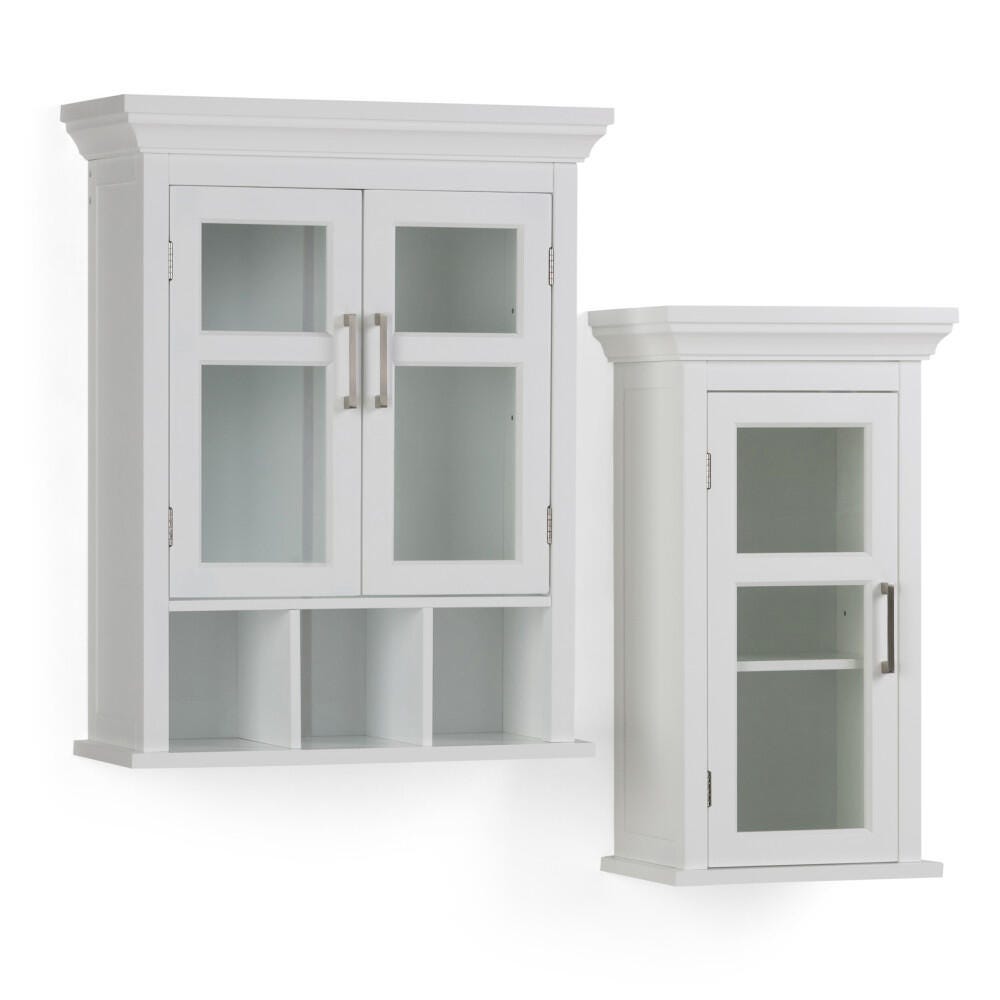 Simpli Home Avington Avington Two Door Wall Bath Cabinet with Cubbies, , large