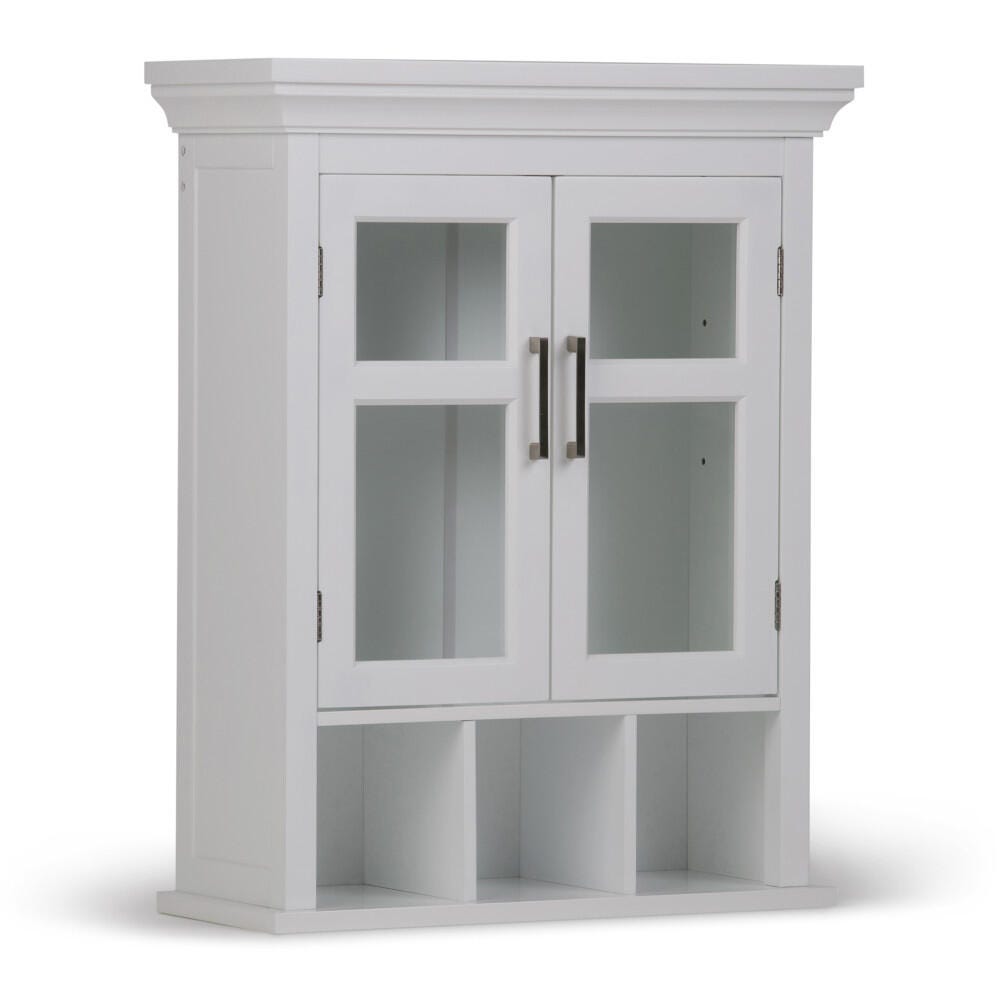 Simpli Home Avington Two Door Wall Bath Cabinet with Cubbies, , large