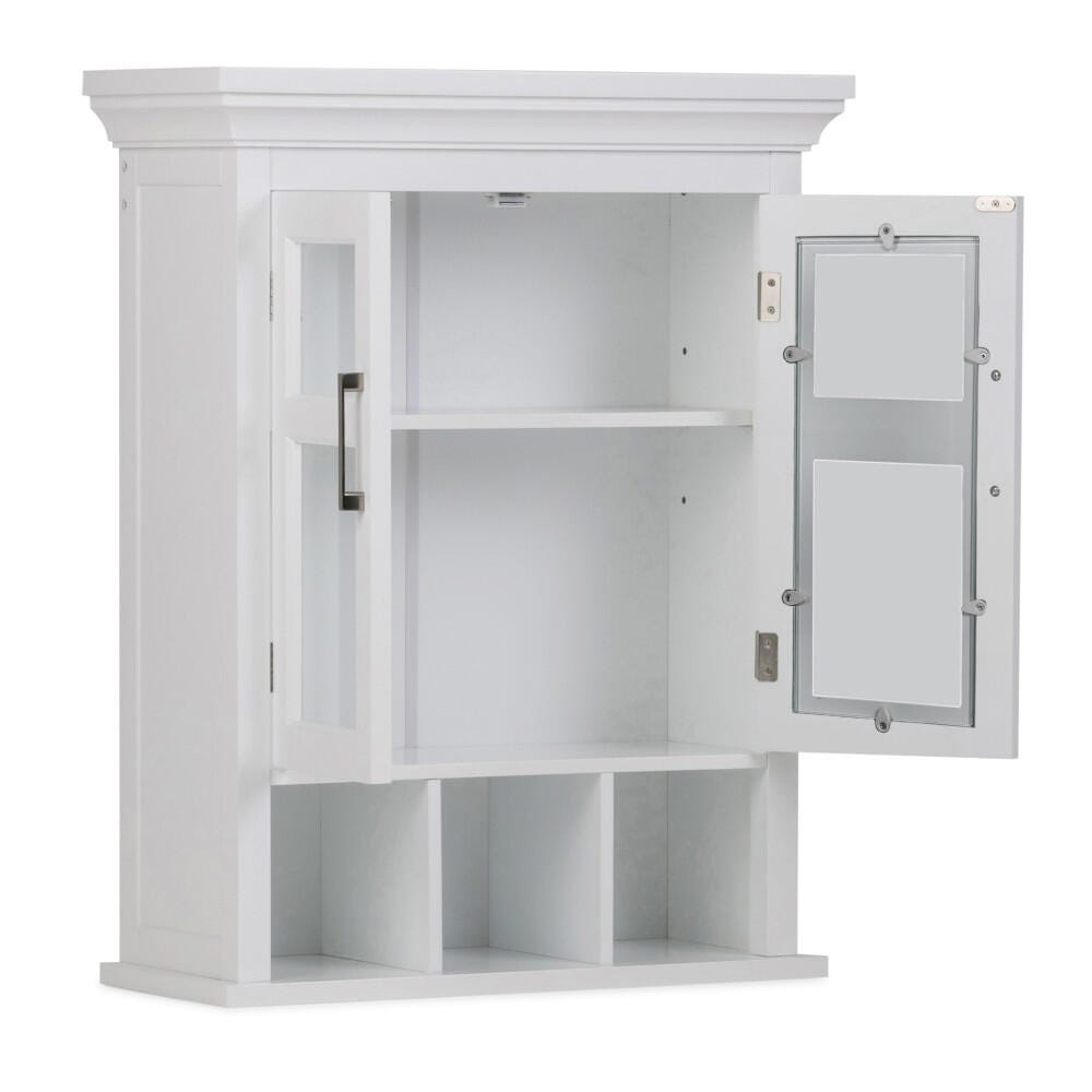 Simpli Home Avington Avington Two Door Wall Bath Cabinet with Cubbies, , large