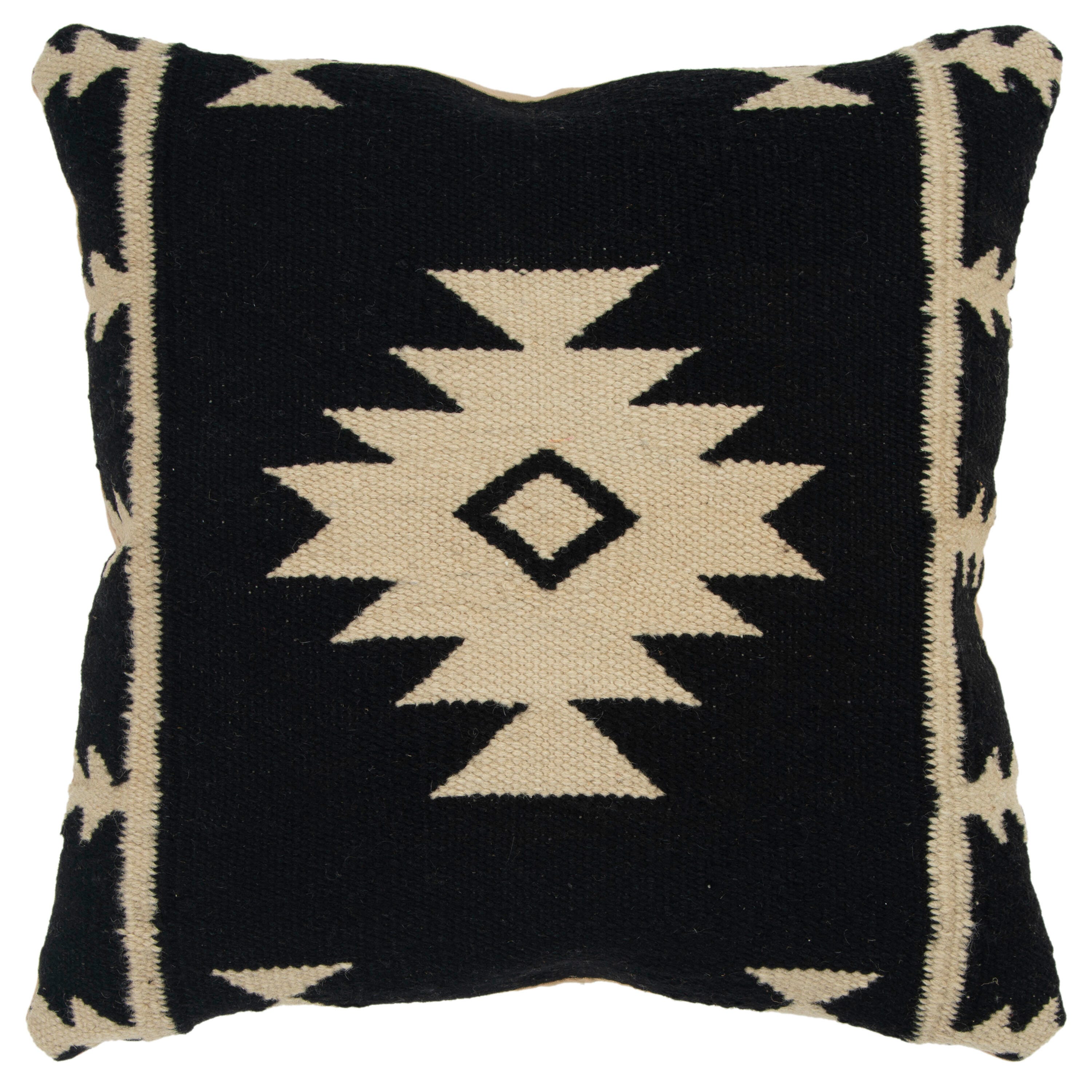 Rizzy Home 18"X18" Poly Filled Pillow, Black, large