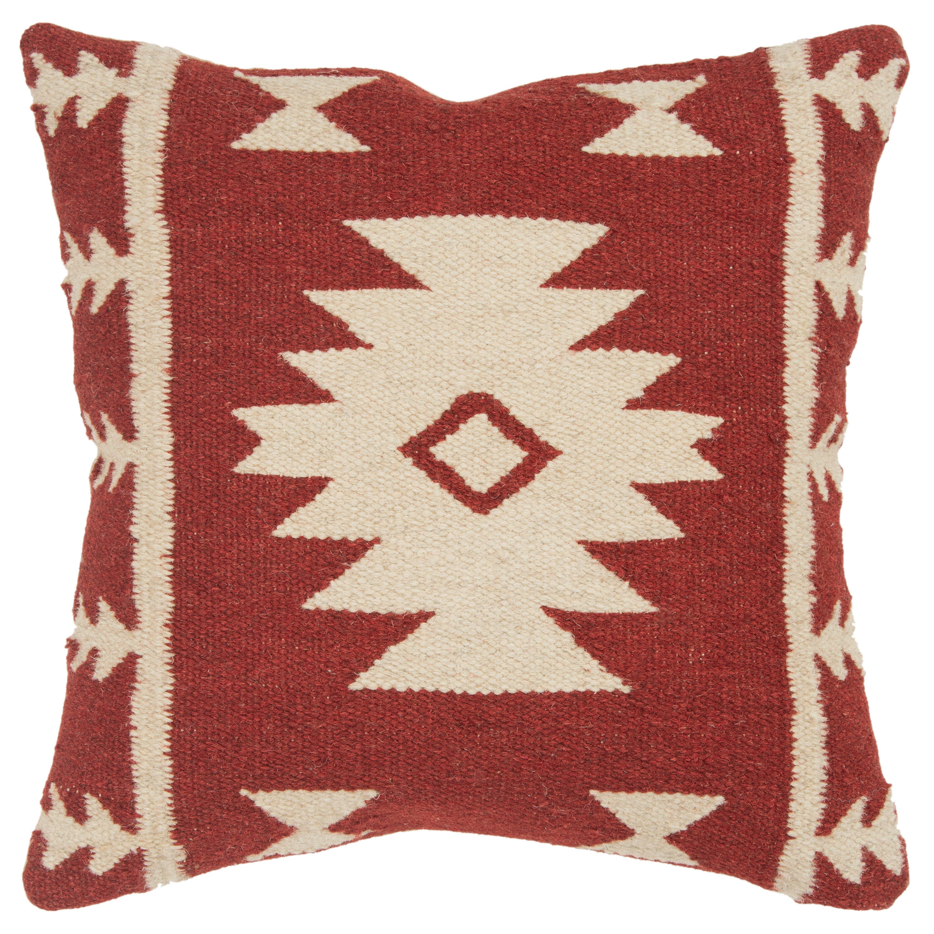 Rizzy Home 18"X18" Poly Filled Pillow, Red, large