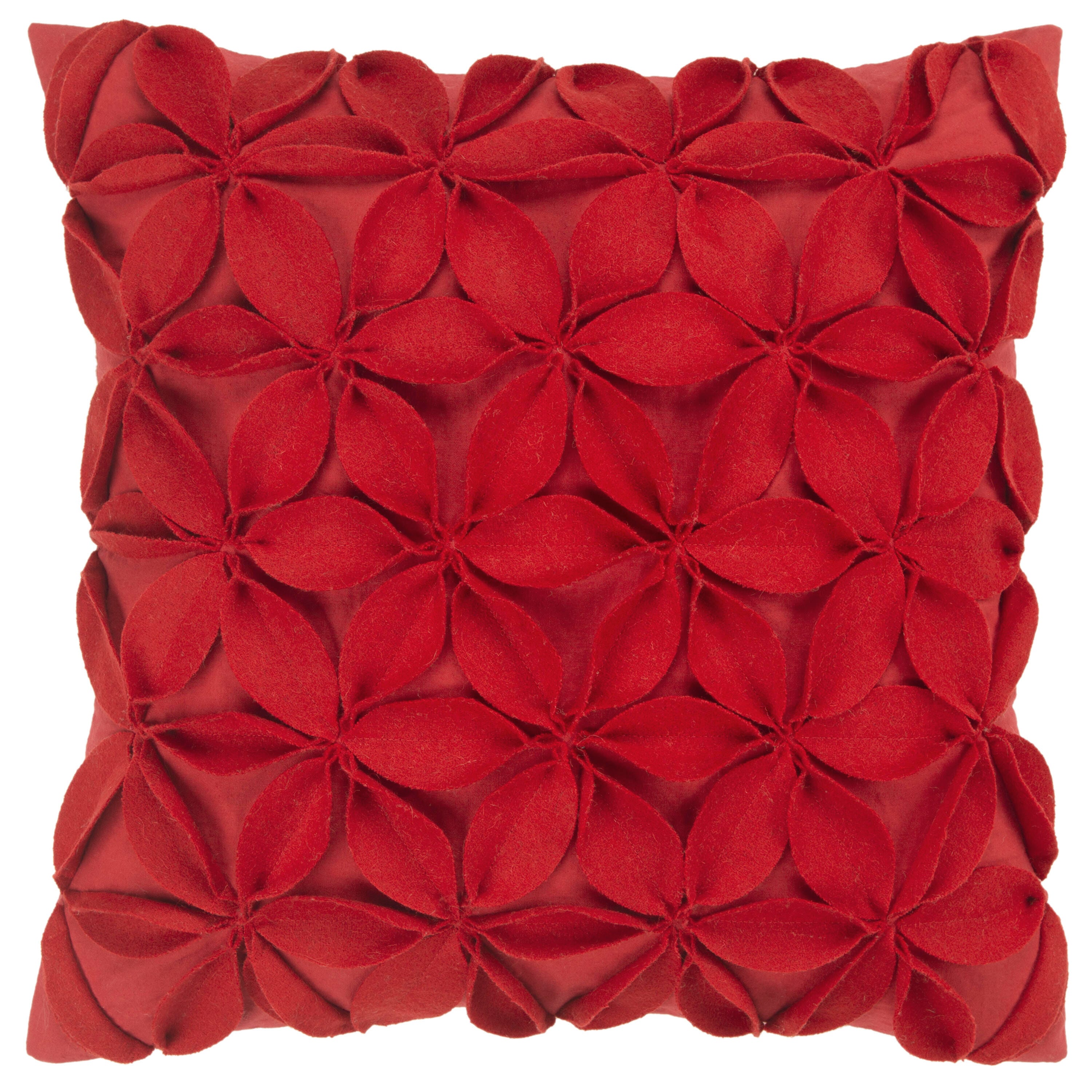 Rizzy Home 18"X18" Poly Filled Pillow, Red, large