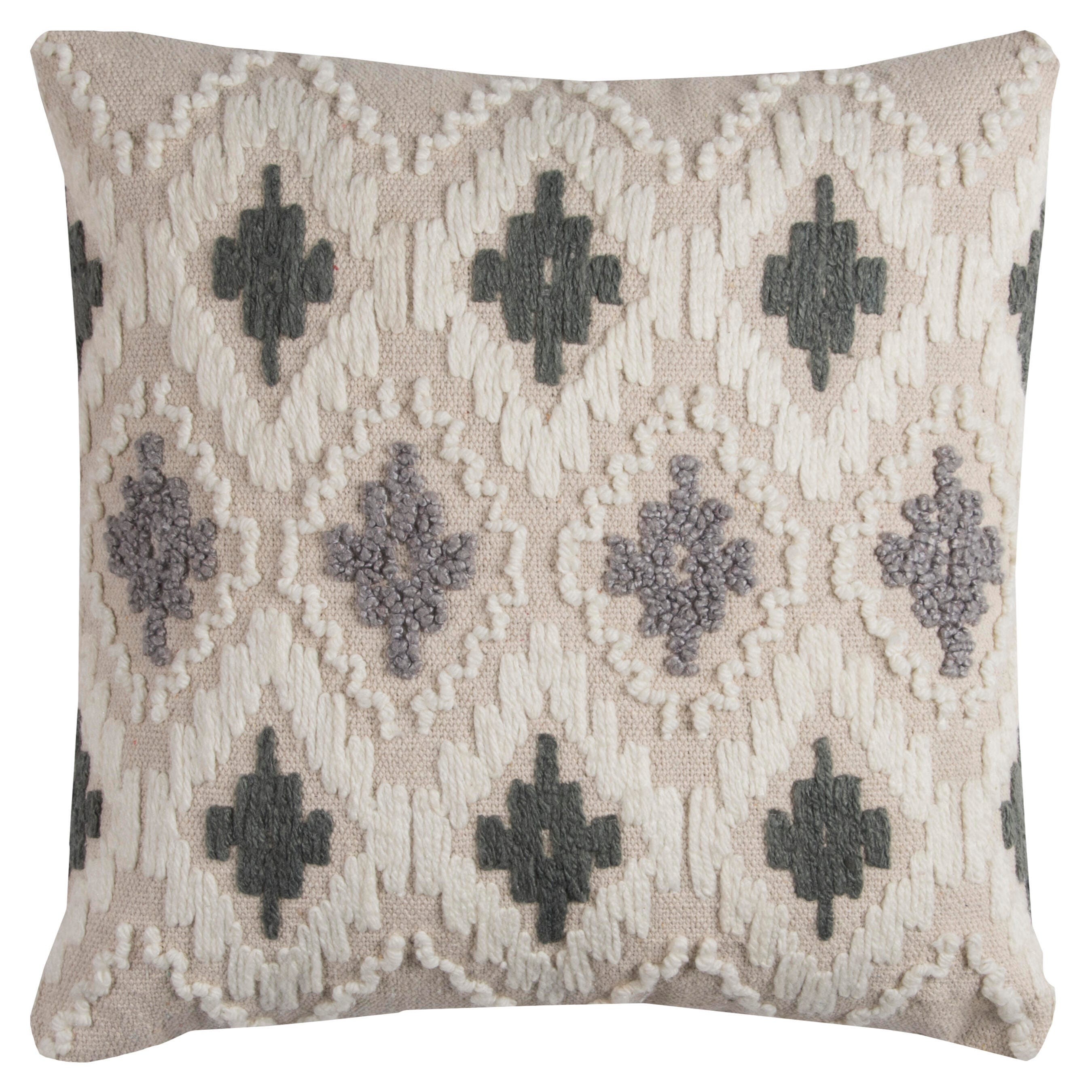 Rizzy Home 20"X20" Poly Filled Pillow, Natural Gray, large