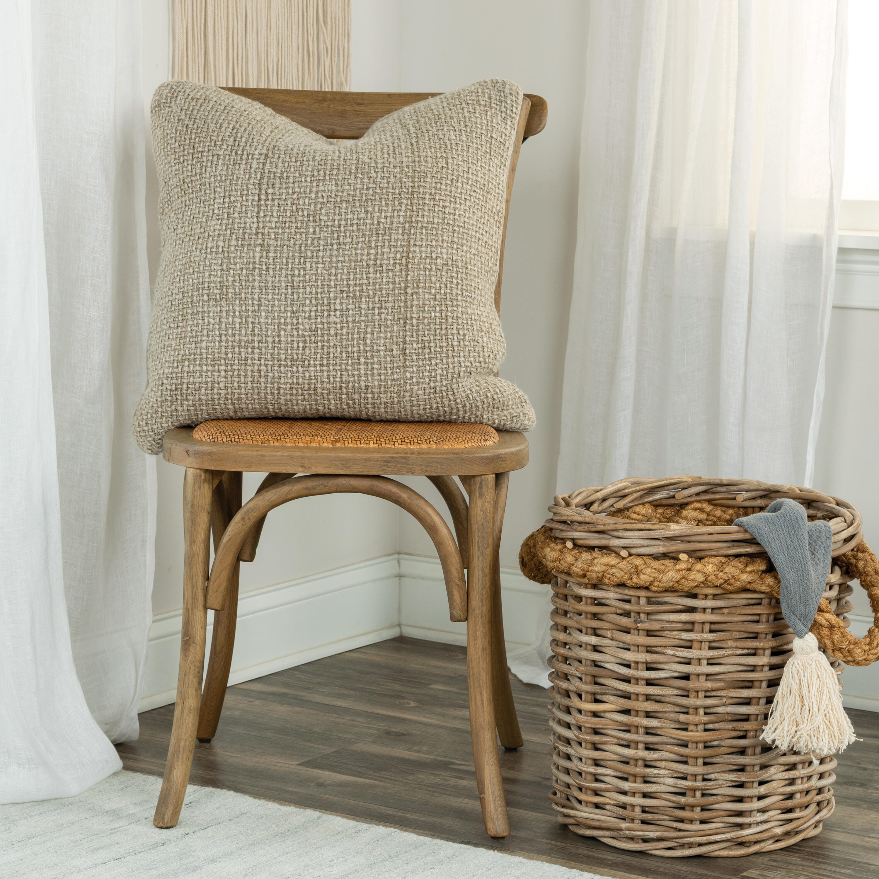 Rizzy Home 20"X20" Poly Filled Pillow, Brown/Beige, rollover