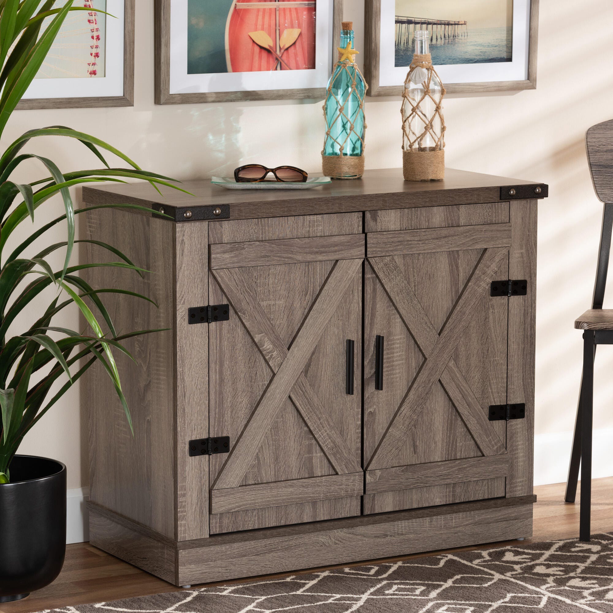 Baxton Studio Wayne 2-Door Shoe Storage Cabinet, , large