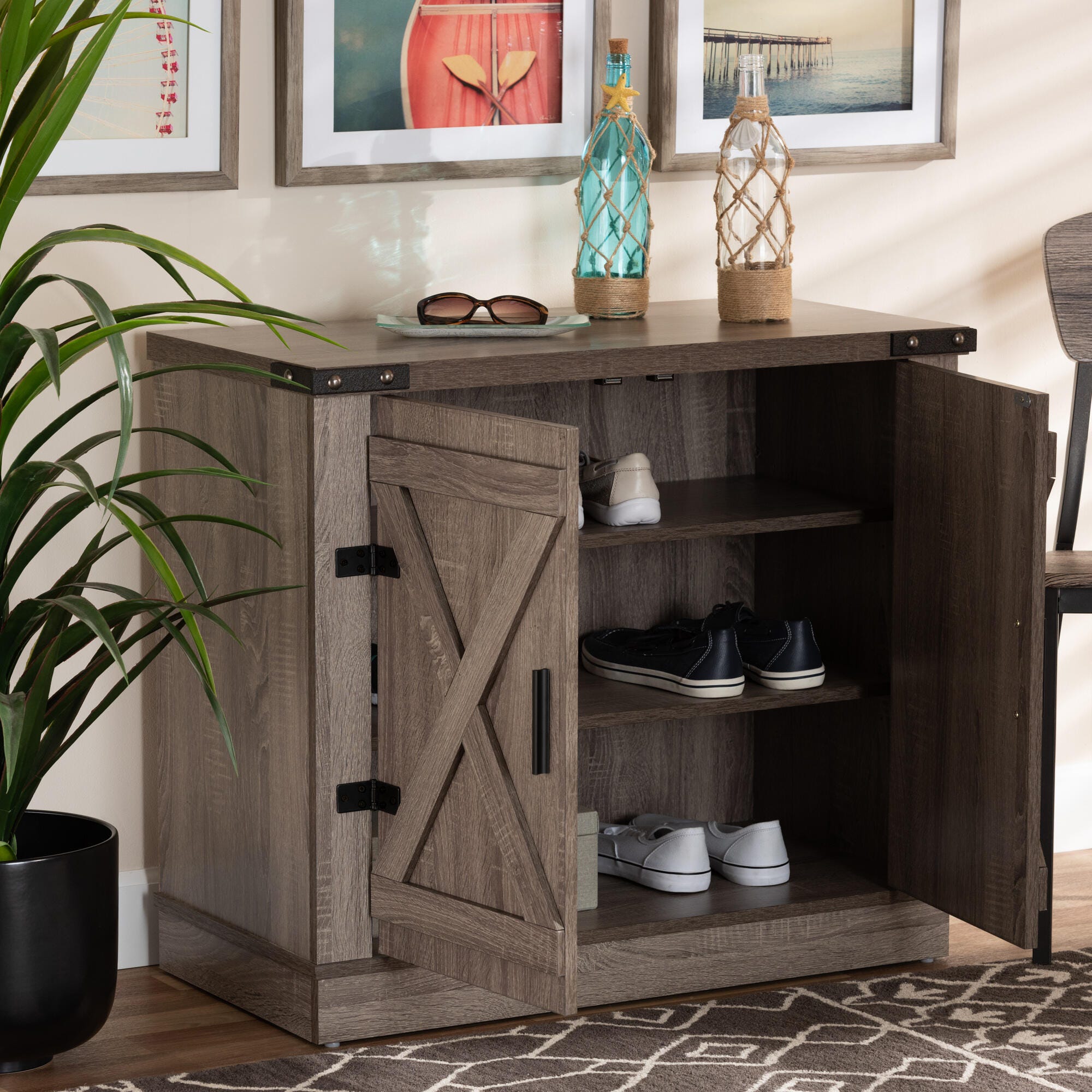 Baxton Studio Wayne 2-Door Shoe Storage Cabinet, , large