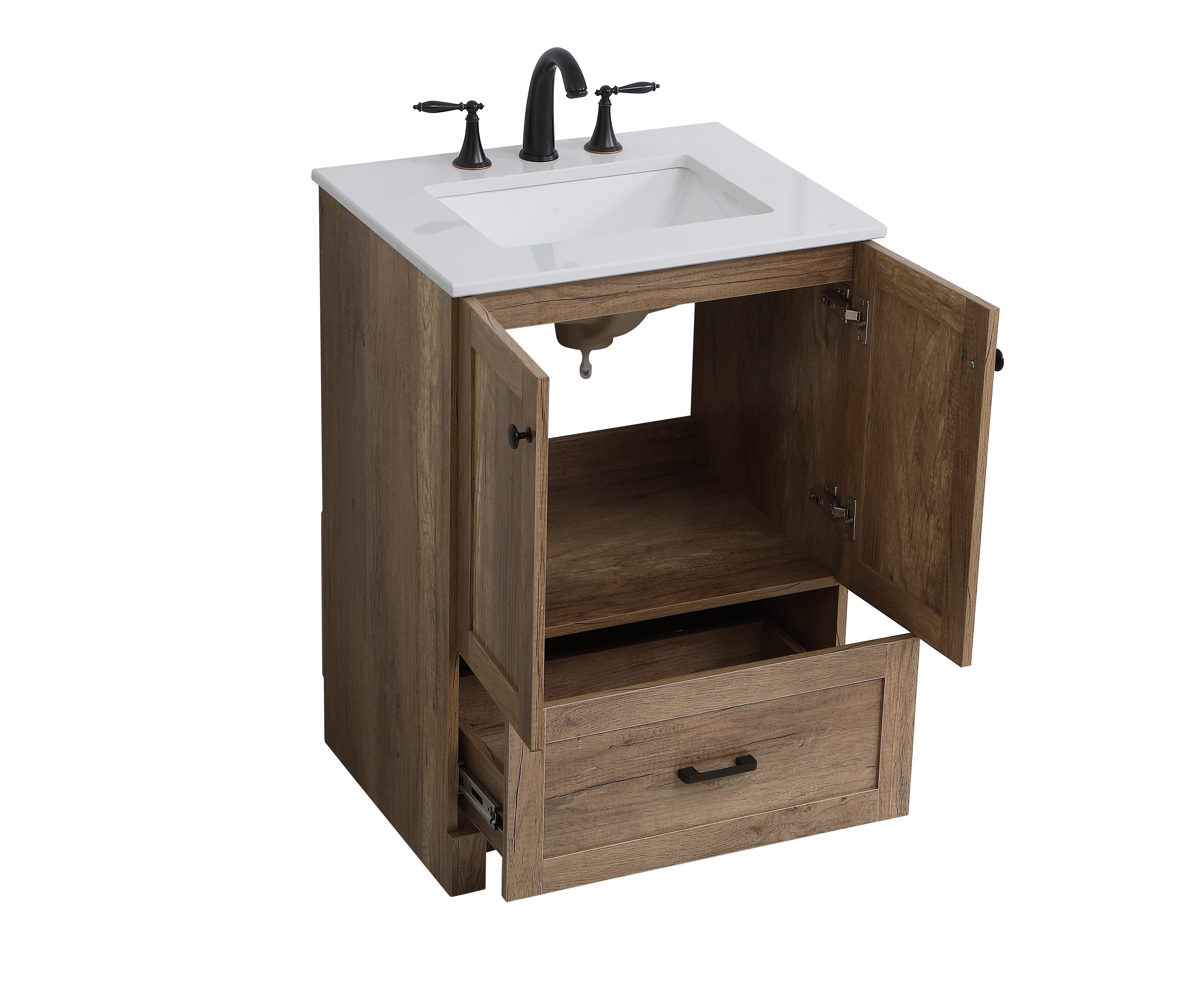 Weathered 24" Single Bathroom Vanity, Natural Oak, large