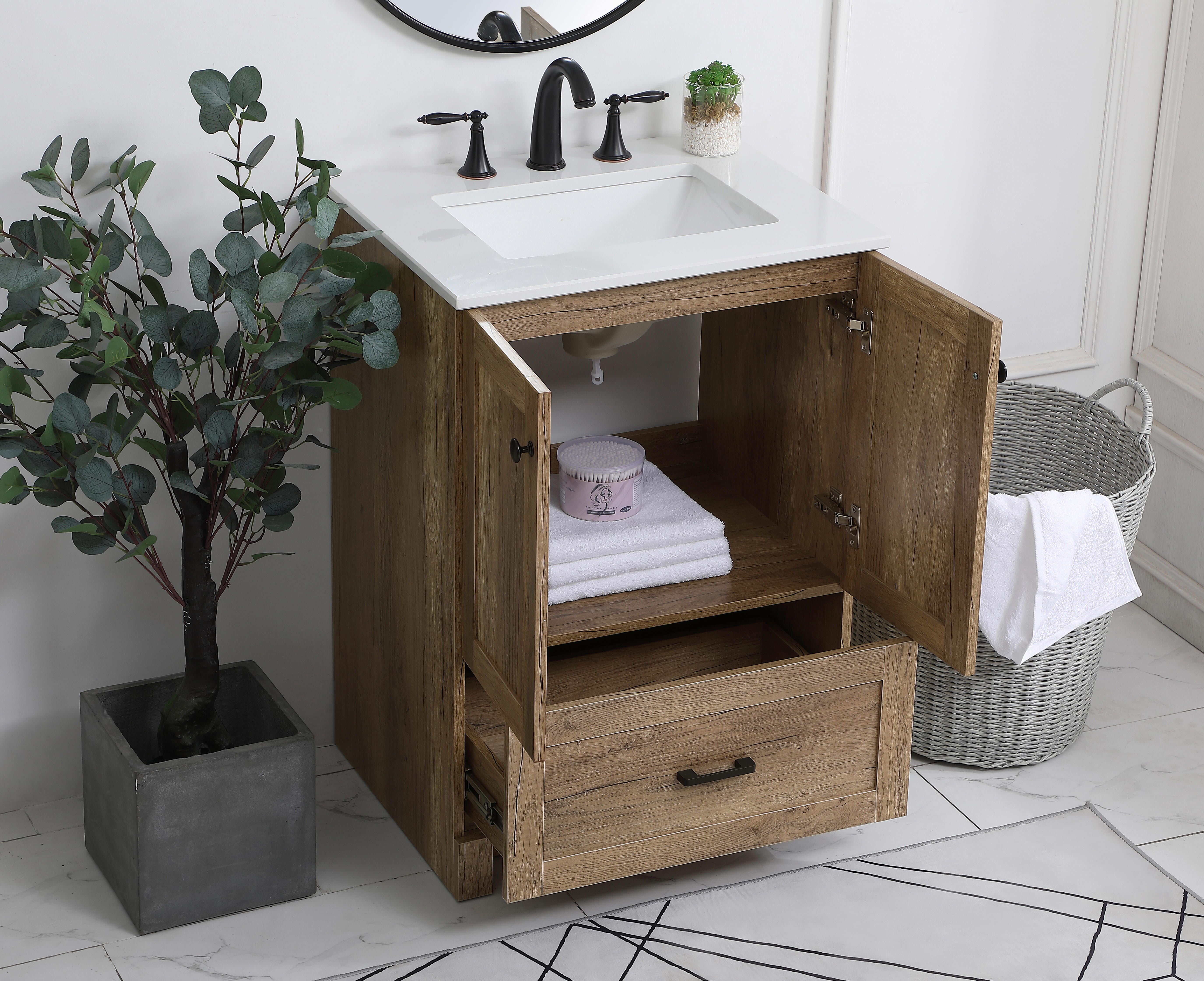 Weathered 24" Single Bathroom Vanity, Natural Oak, large
